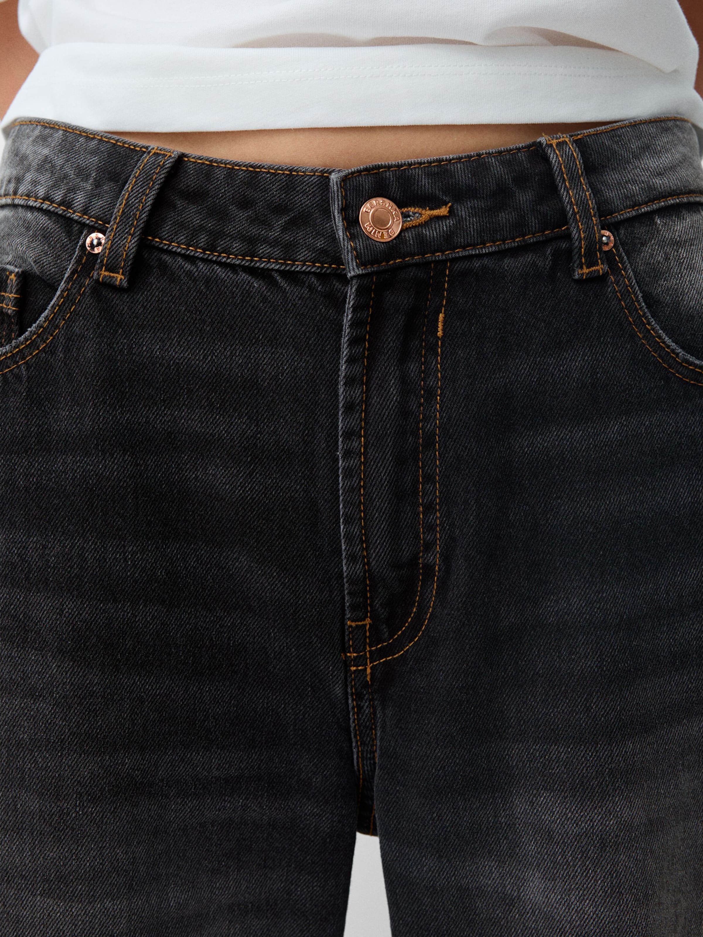 Bershka Kavbojke črn denim