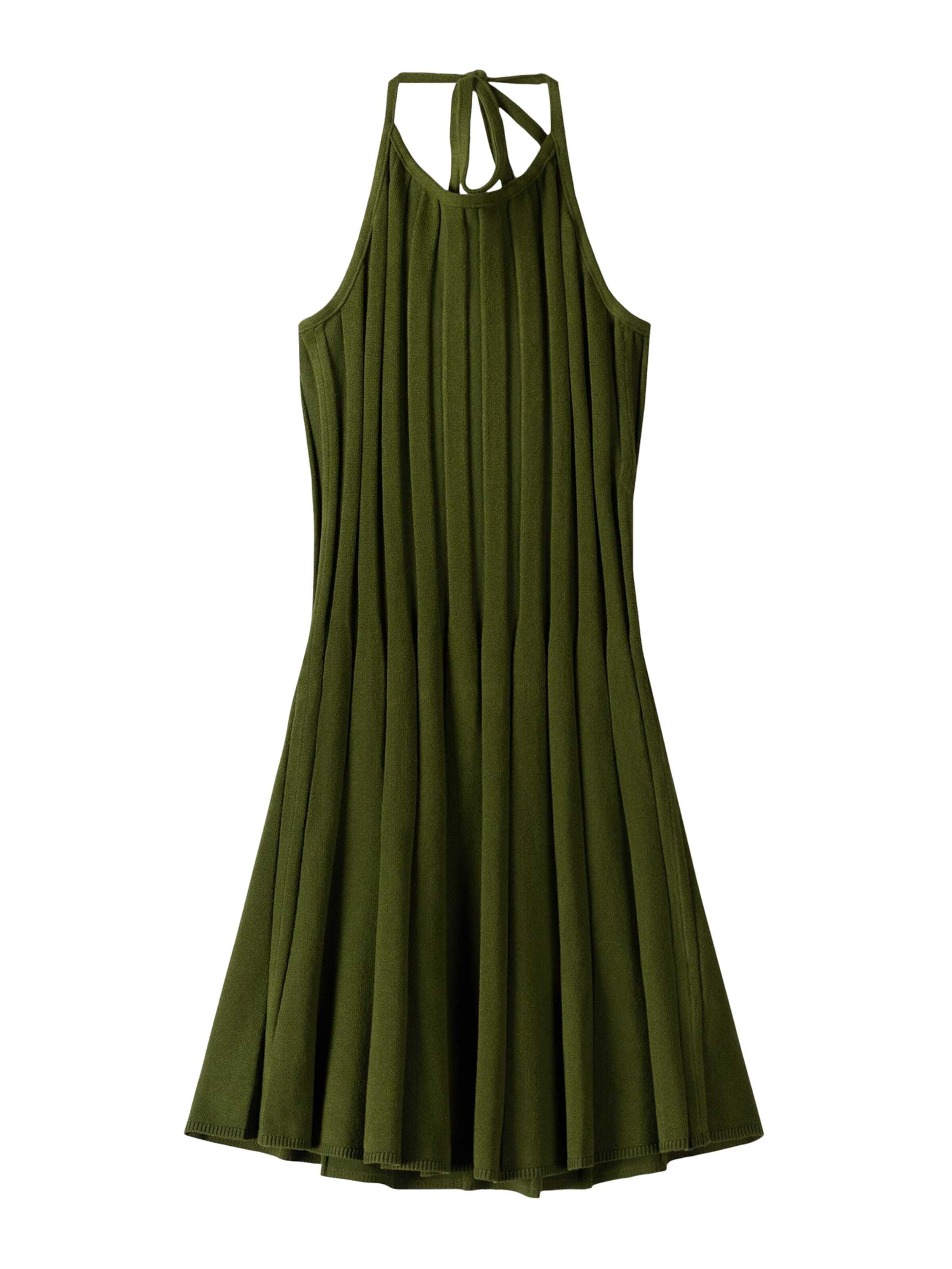 Bershka Pletena obleka temno zelena