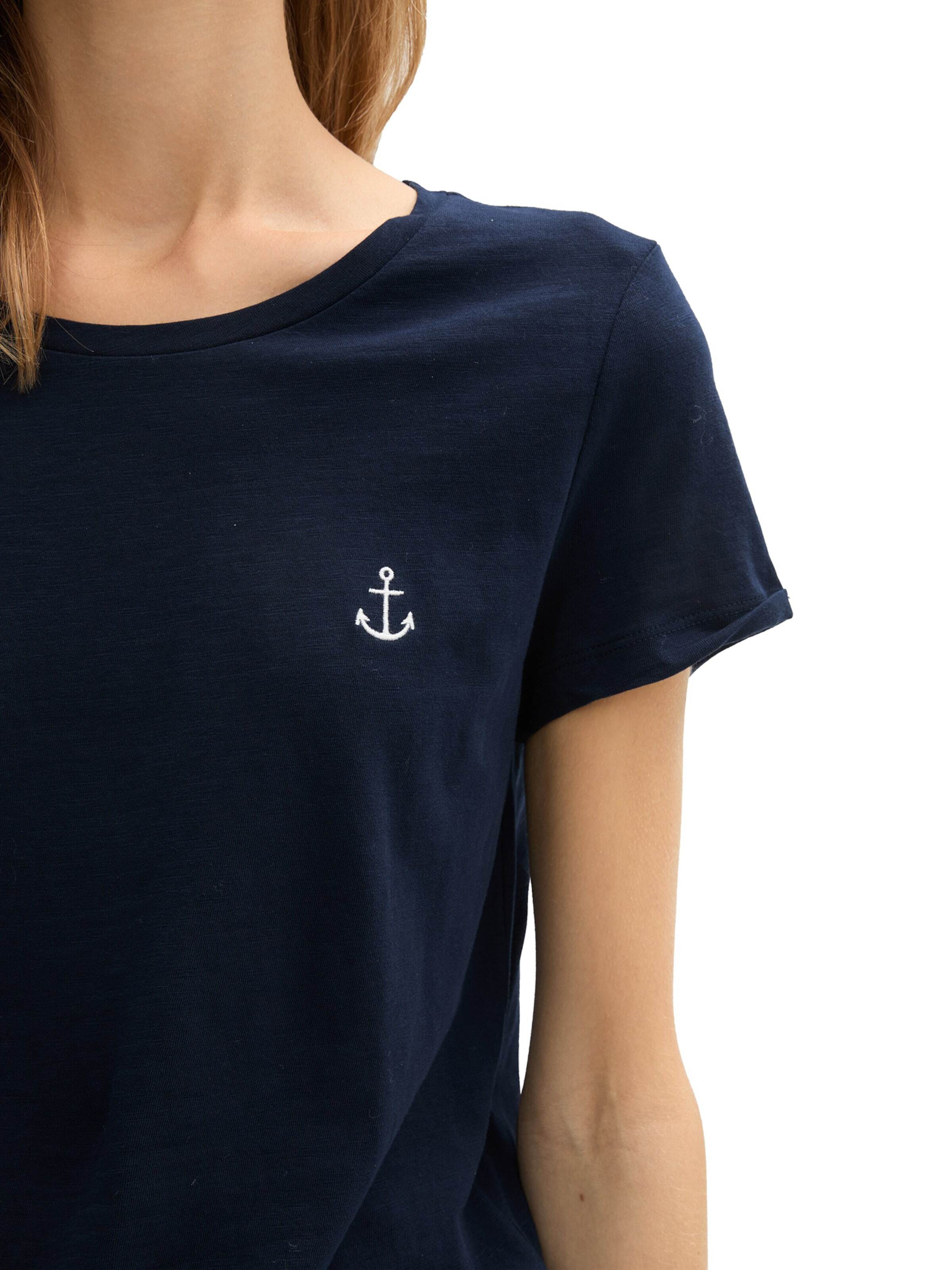 TOM TAILOR DENIM Majica mornarska / off-bela