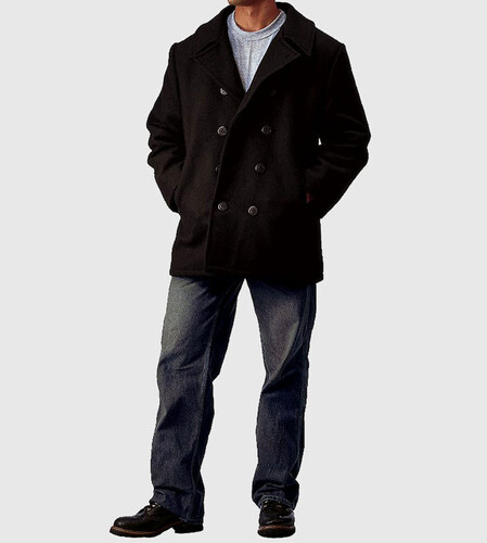 black fleece peacoat