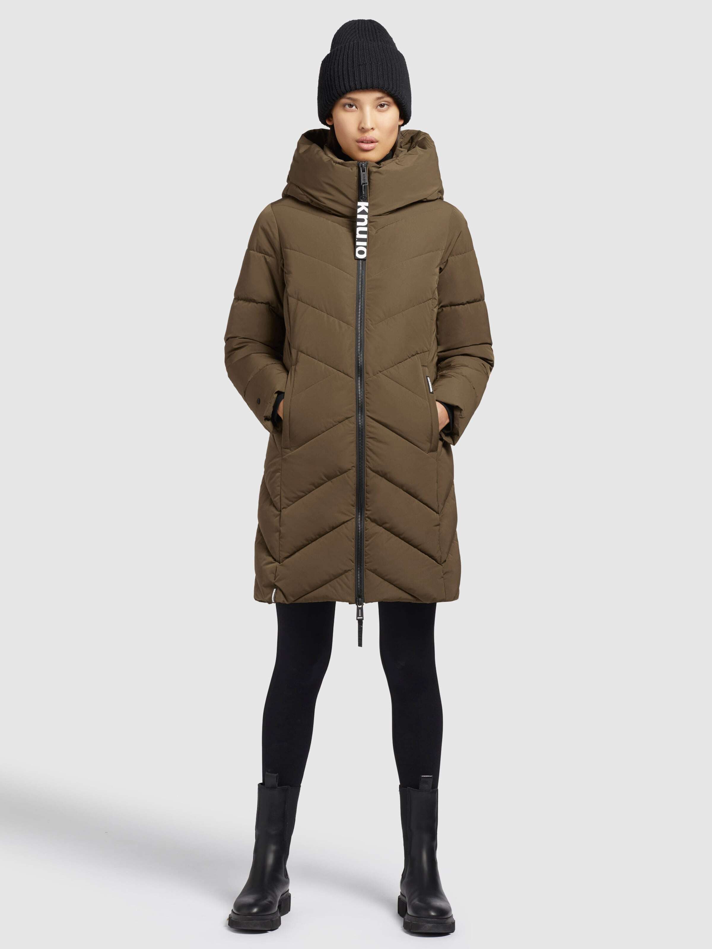 khujo Zimski plašč 'Darka' sepija / črna / bela