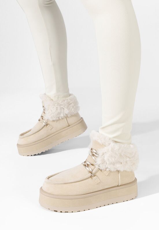 Zapatos Gležnjarji s platformo Aseva bež