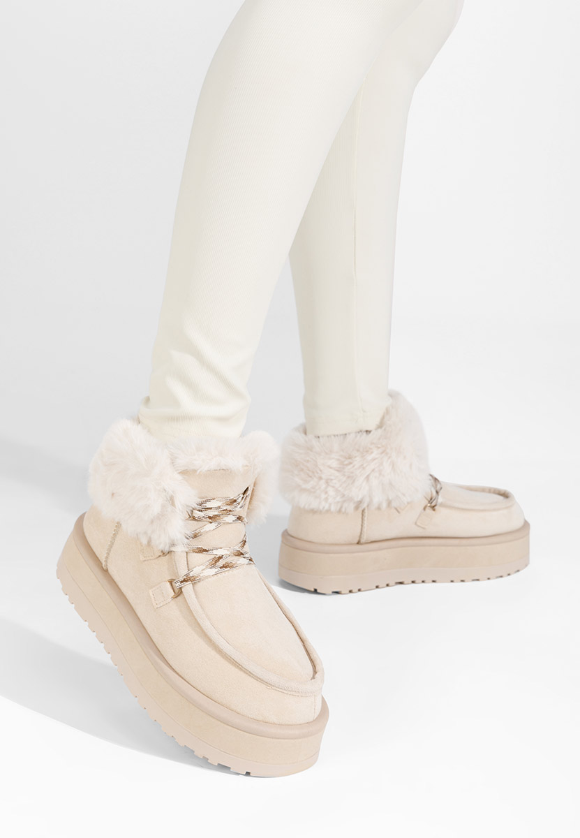 Zapatos Gležnjarji s platformo Aseva bež