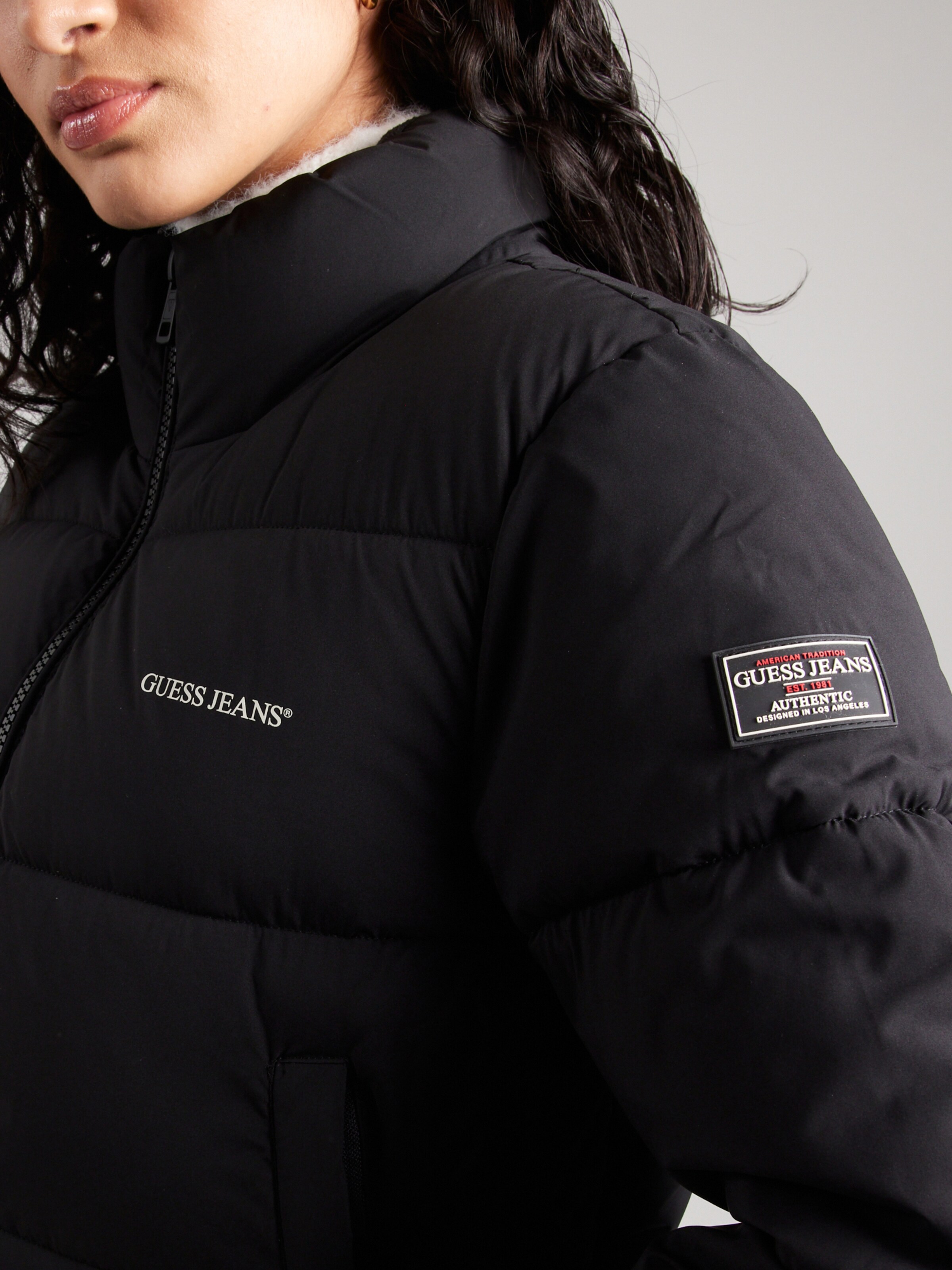 GUESS JEANS Zimska jakna črna / bela