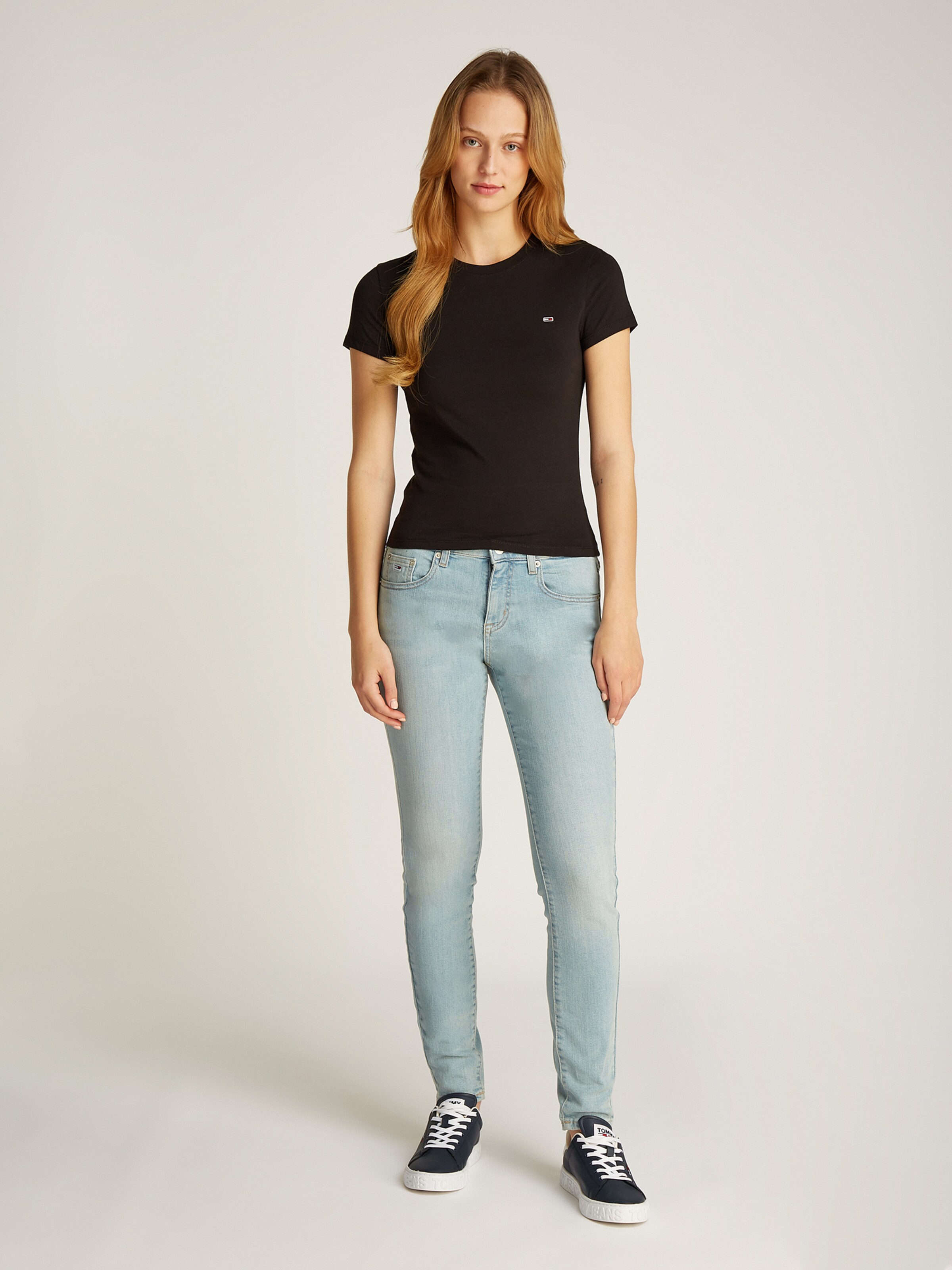 Tommy Jeans Majica črna / bela