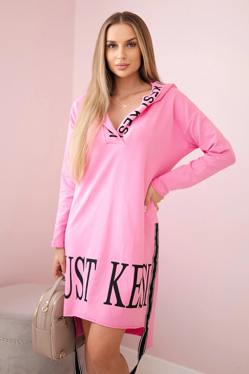 Kesi Hooded dress with print light pink