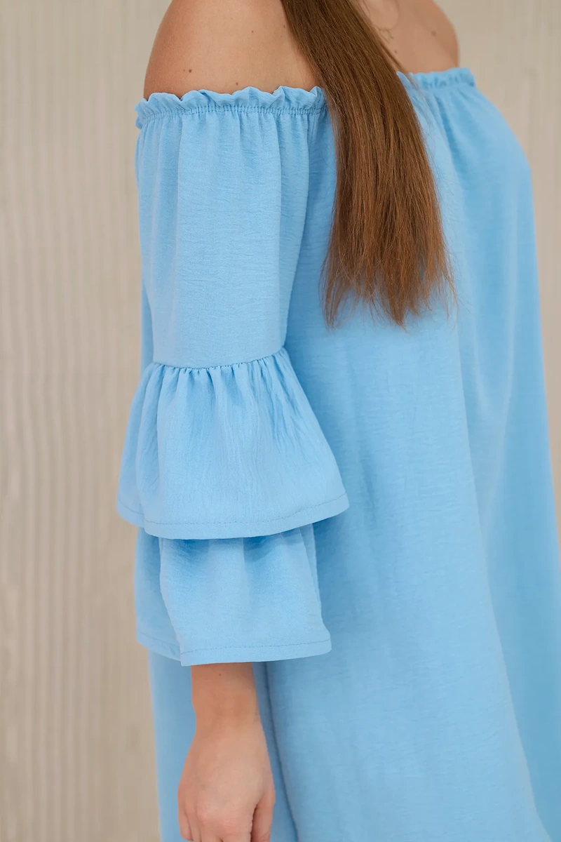Kesi Włoski Spanish dress with pleats on the sleeve blue
