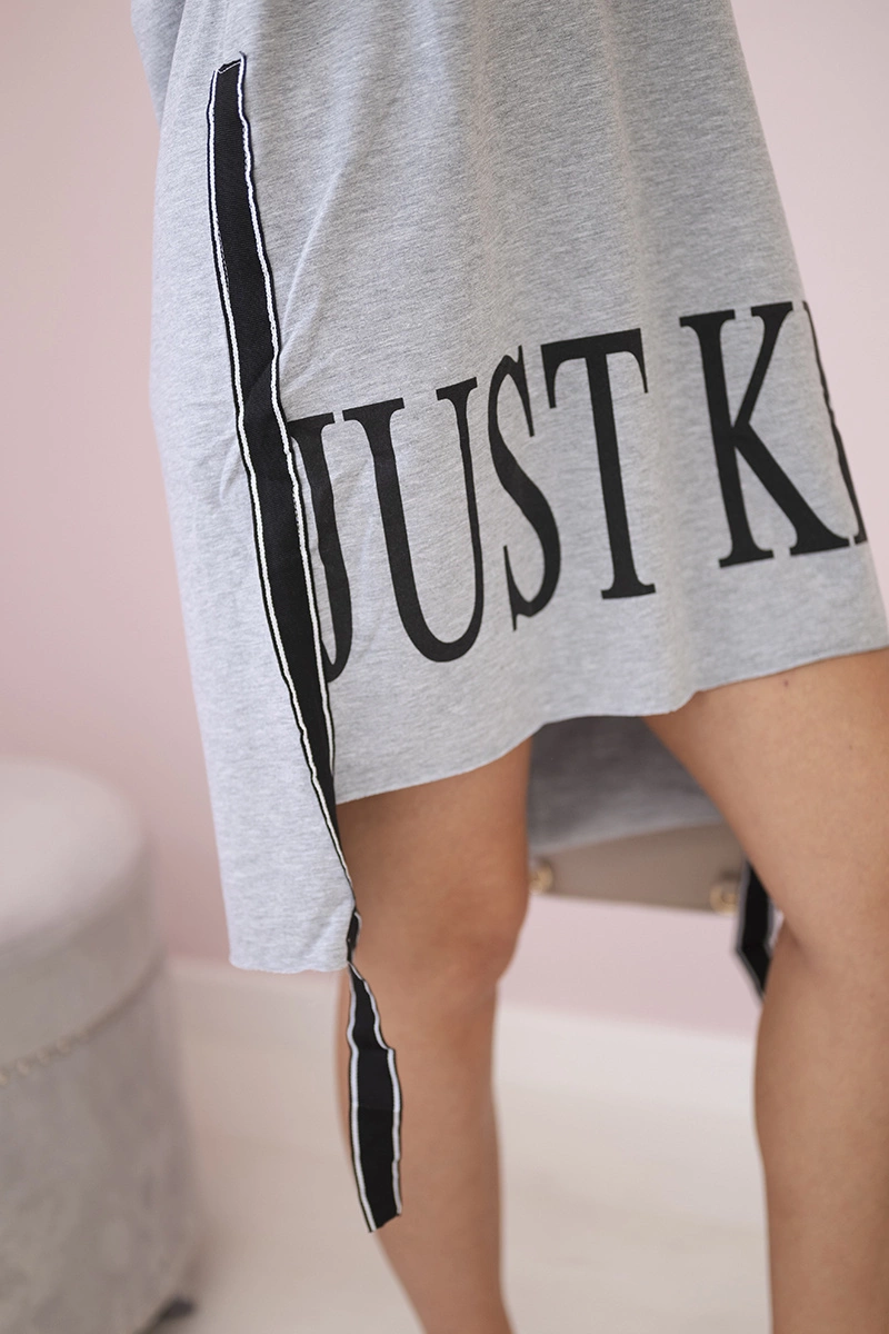 Kesi Dress with a hood and a gray print