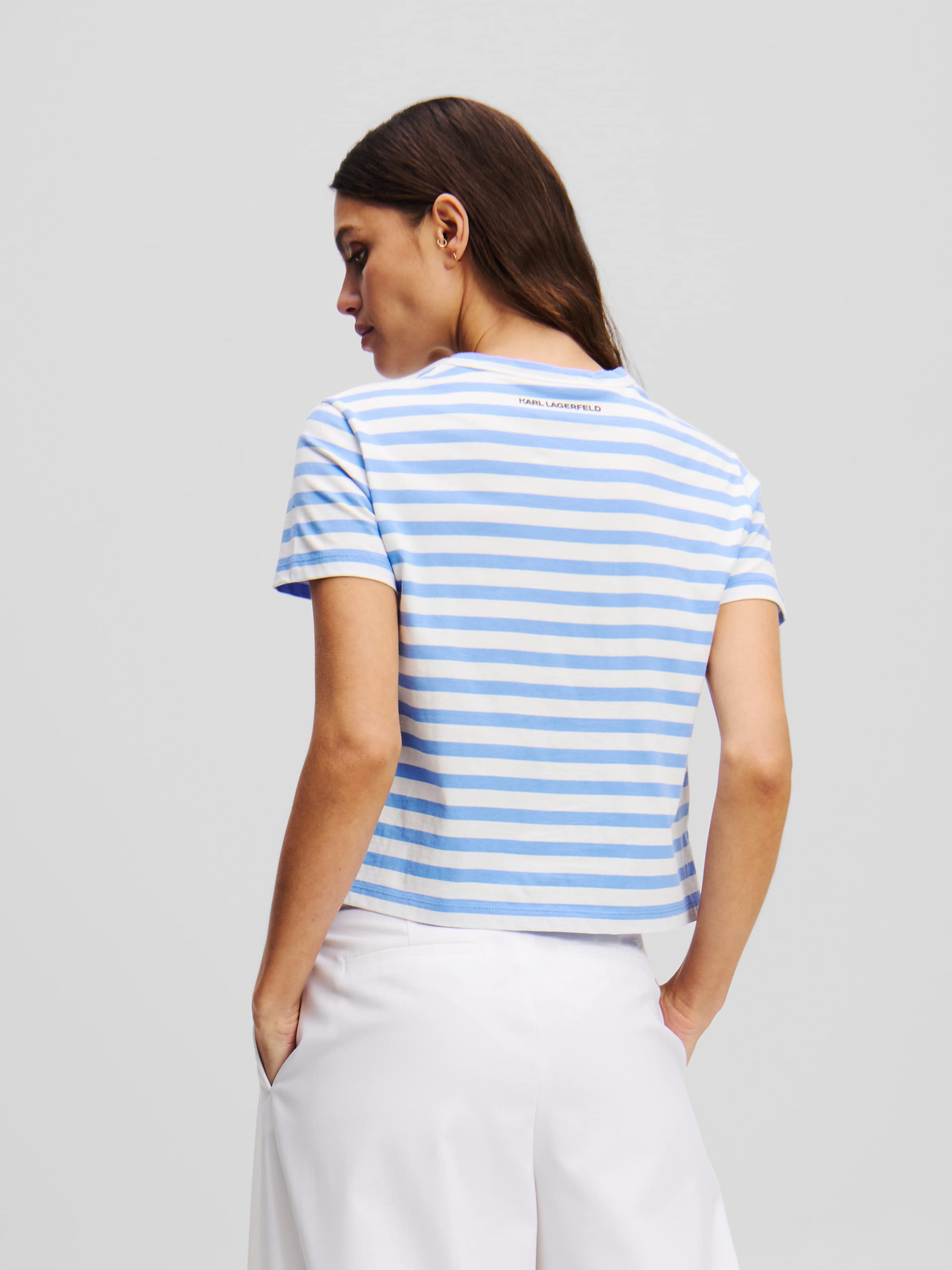 Karl Lagerfeld Majica bež / kraljevo modra / črna / bela