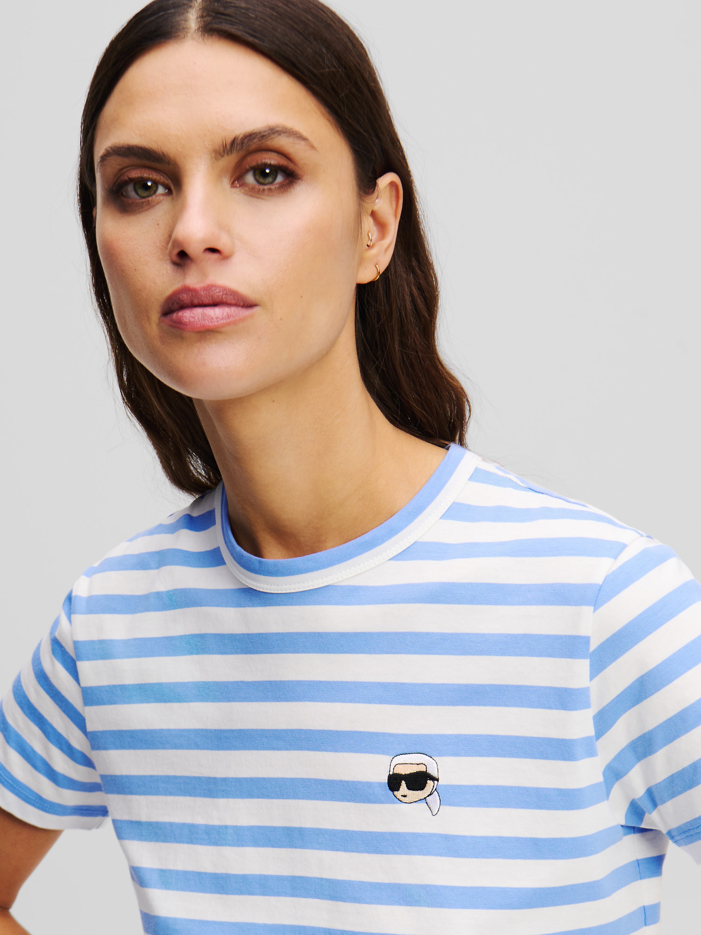 Karl Lagerfeld Majica bež / kraljevo modra / črna / bela