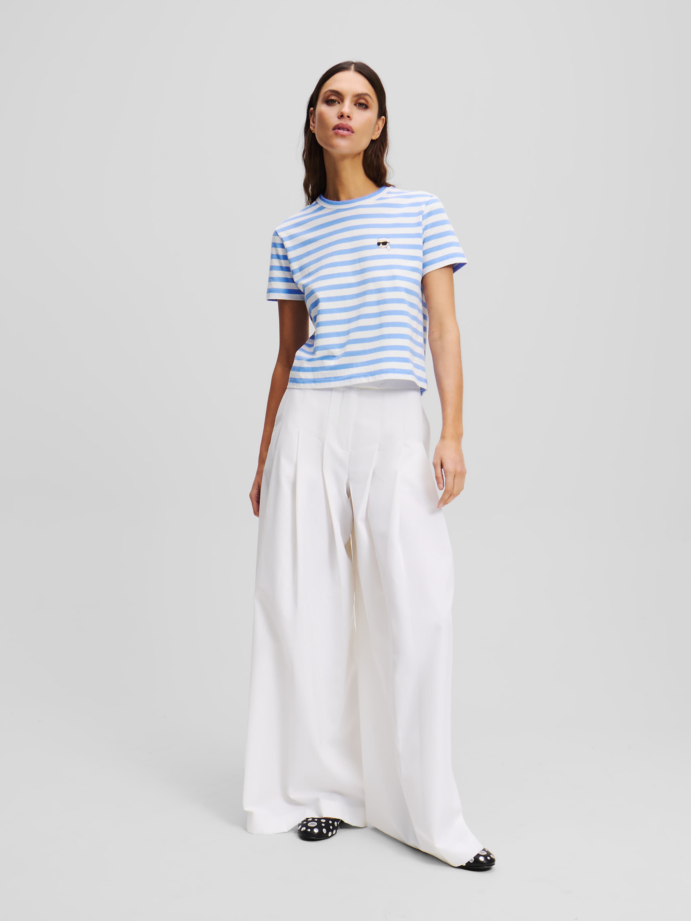 Karl Lagerfeld Majica bež / kraljevo modra / črna / bela