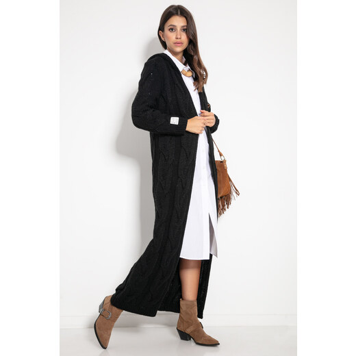 floor length cardigan with hood