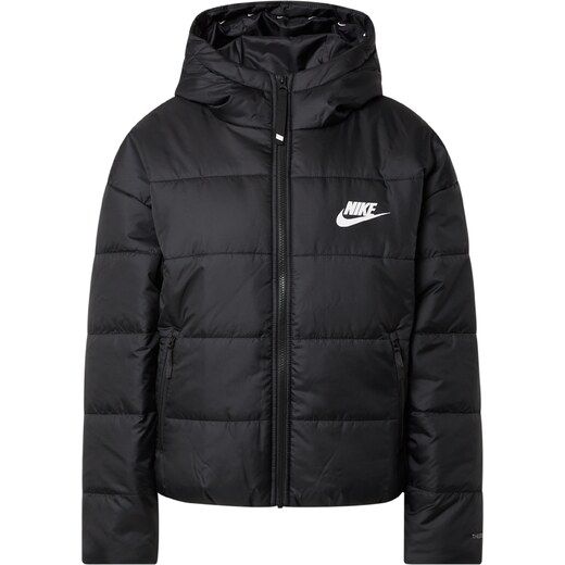 Nike Sportswear Prehodna jakna 'W NSW TF RPL CLASSIC HD JKT' črna / bela