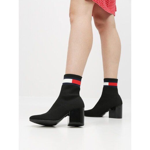 tommy hilfiger flag heeled sock boots