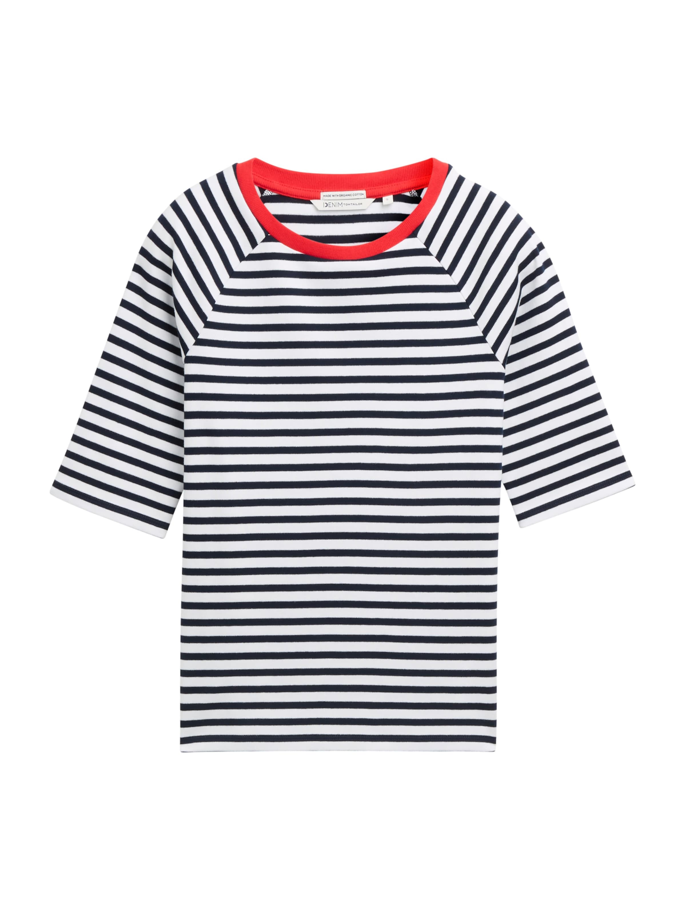 TOM TAILOR DENIM Majica rdeča / črna / bela