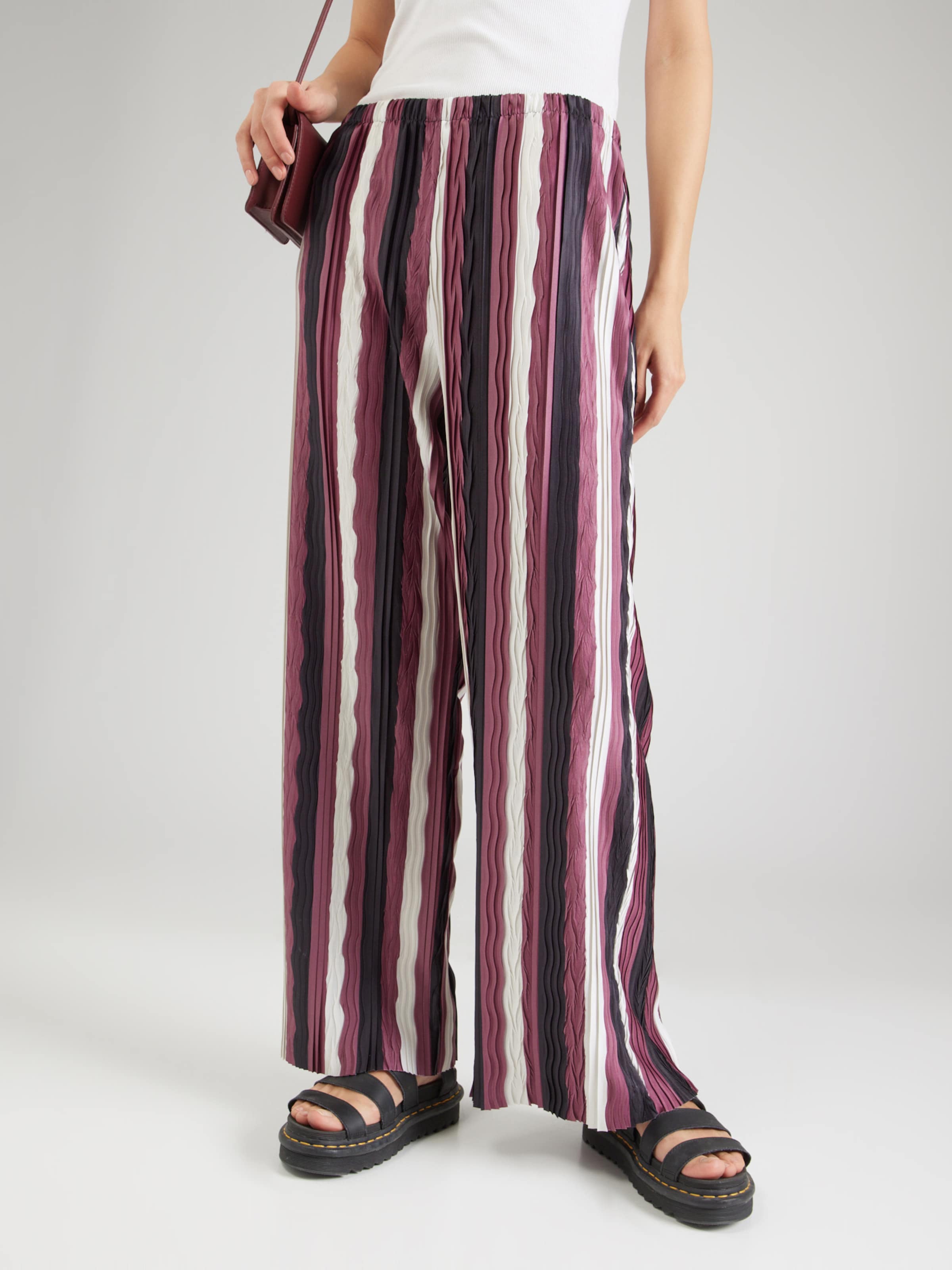 TOPSHOP Hlače burgund / črna / bela