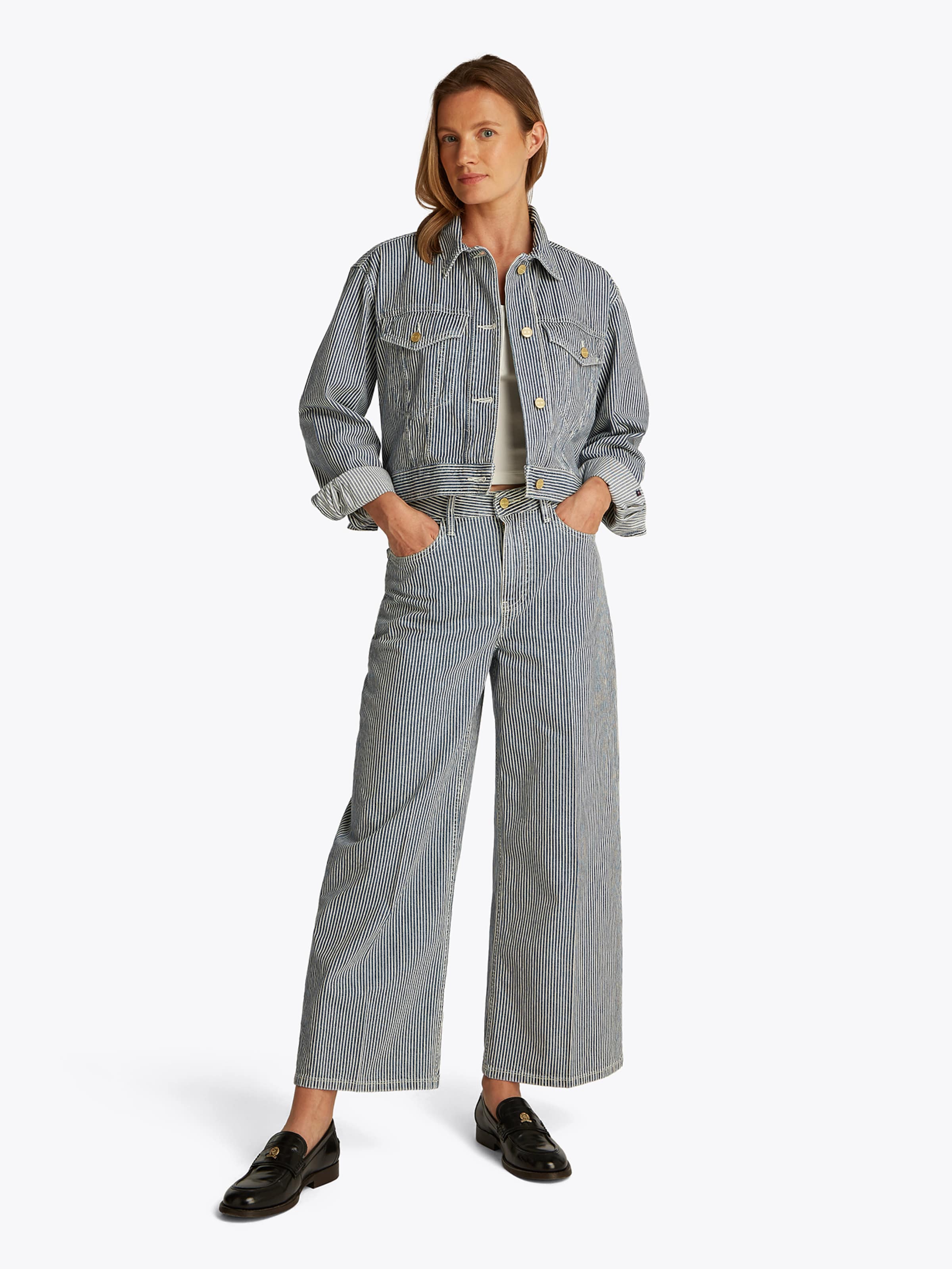 TOMMY HILFIGER Prehodna jakna moder denim / bela