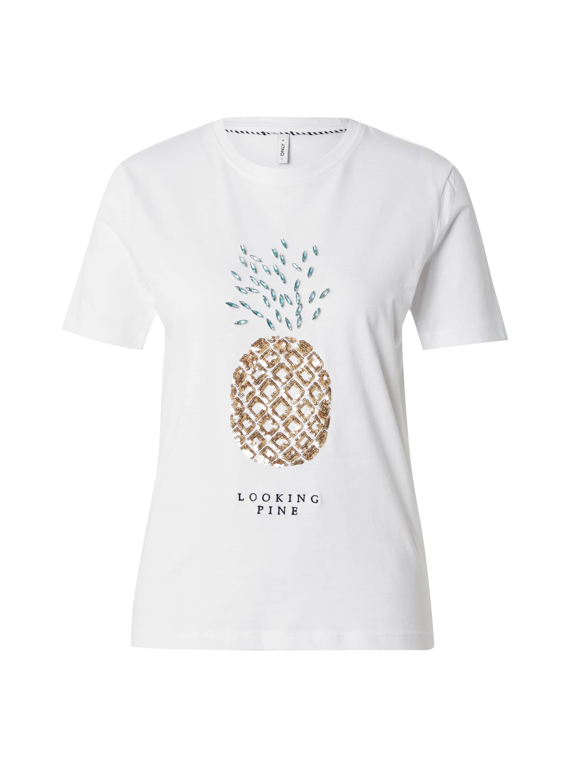 ONLY Majica 'ONLKITA' zlata / zelena / bela