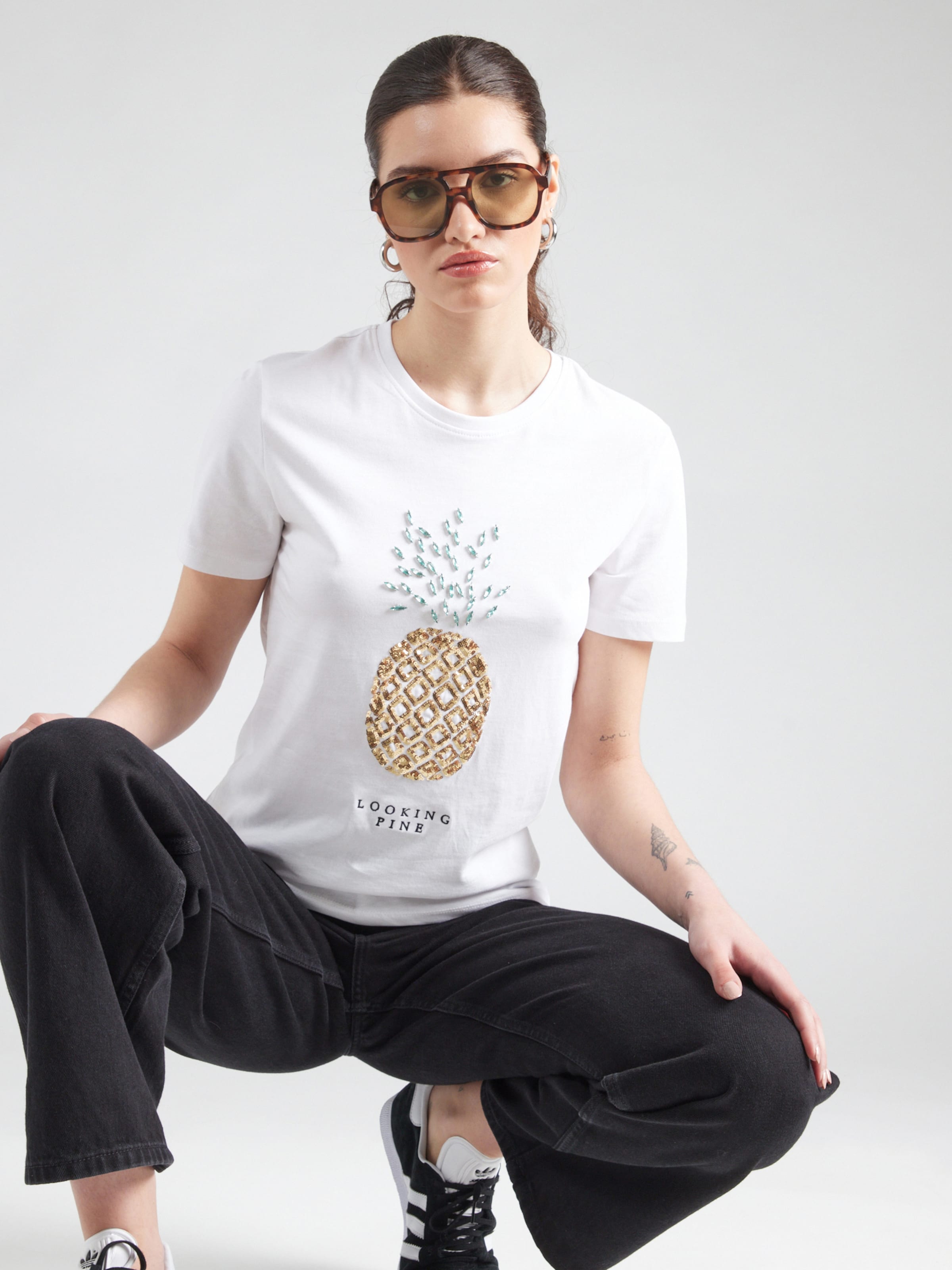 ONLY Majica 'ONLKITA' zlata / zelena / bela