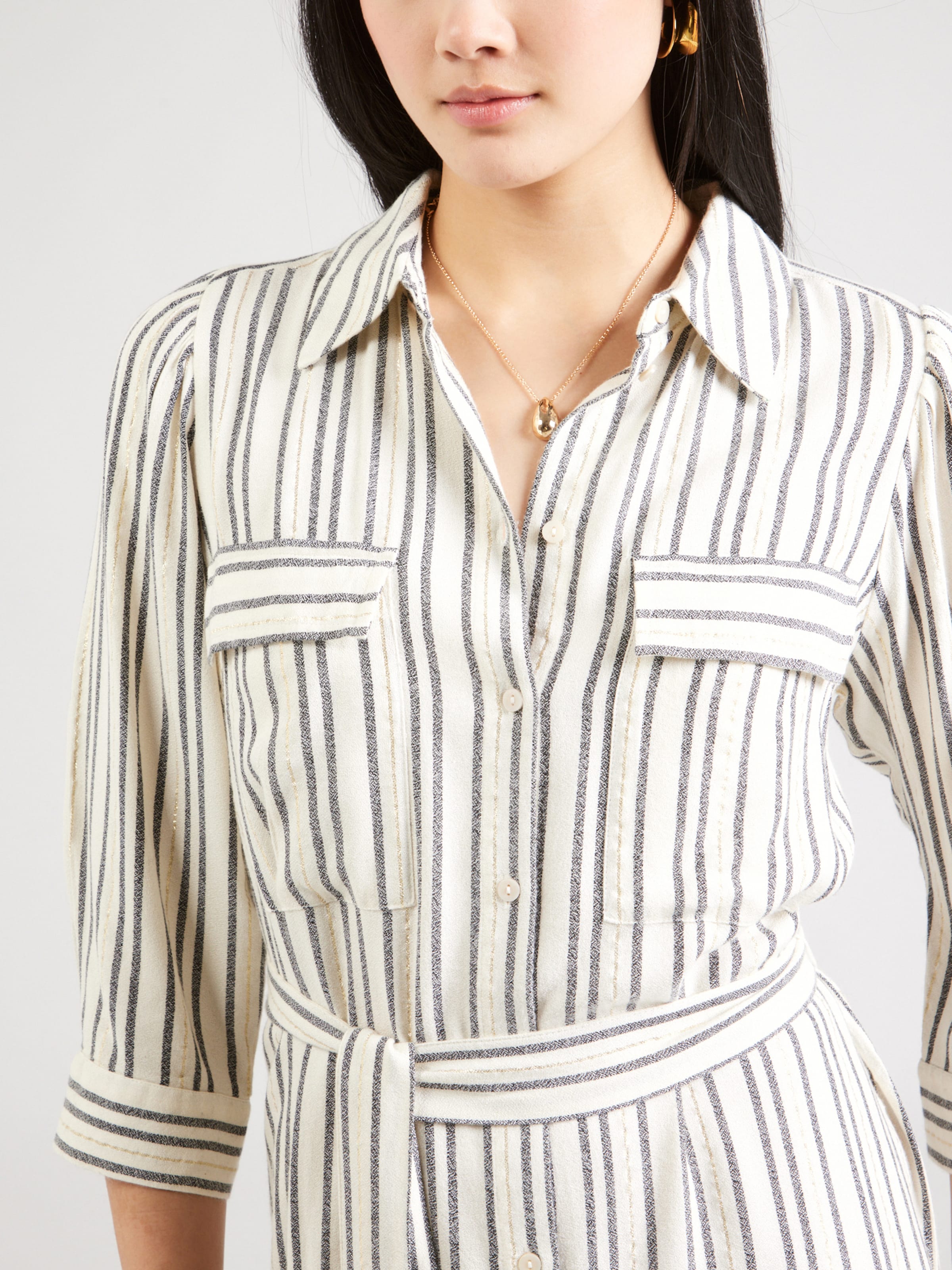 VERO MODA Dolga srajca 'VMBAYA' bež / črna / srebrna