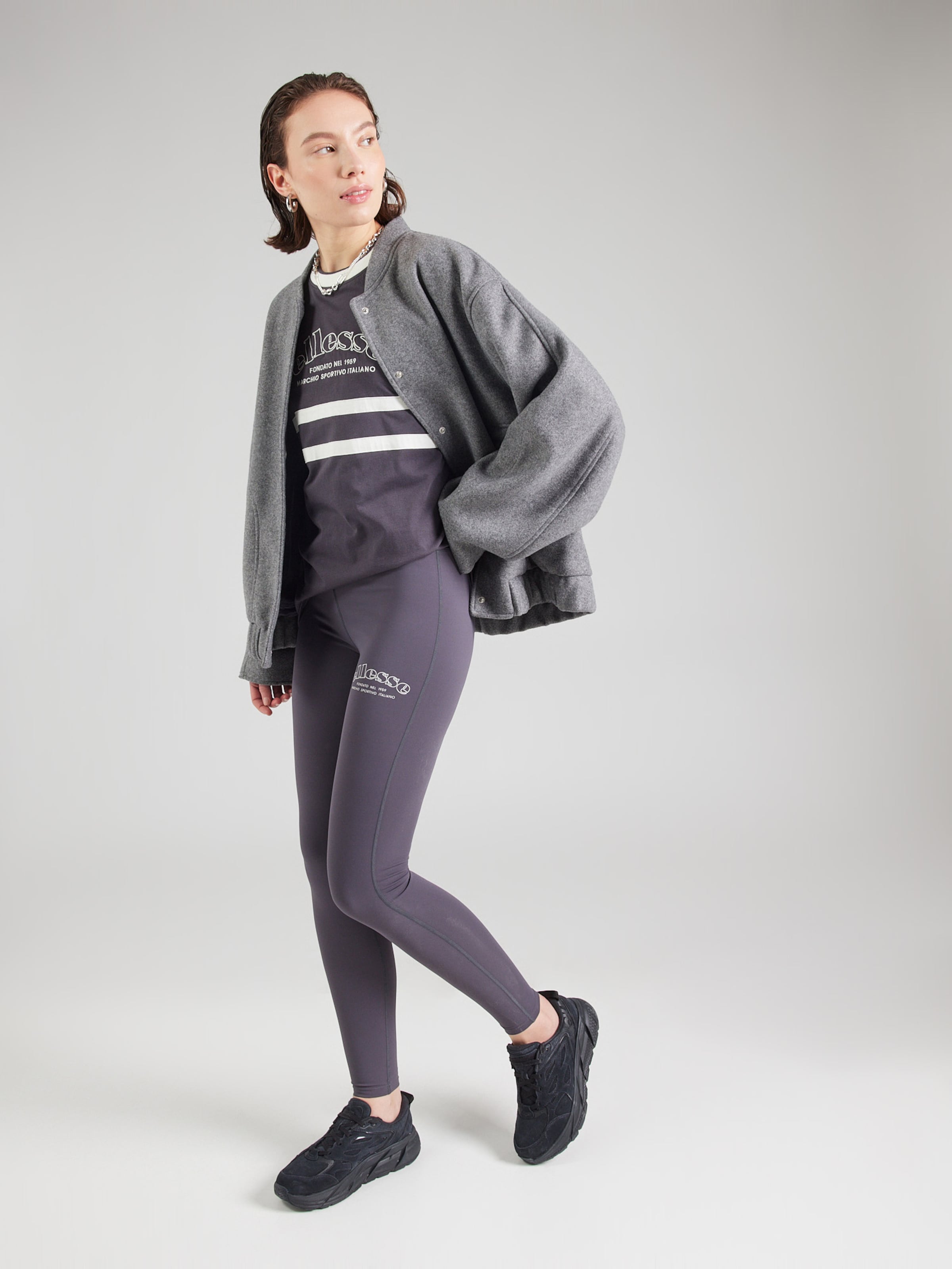 ELLESSE Majica 'THONES' temno siva / bela