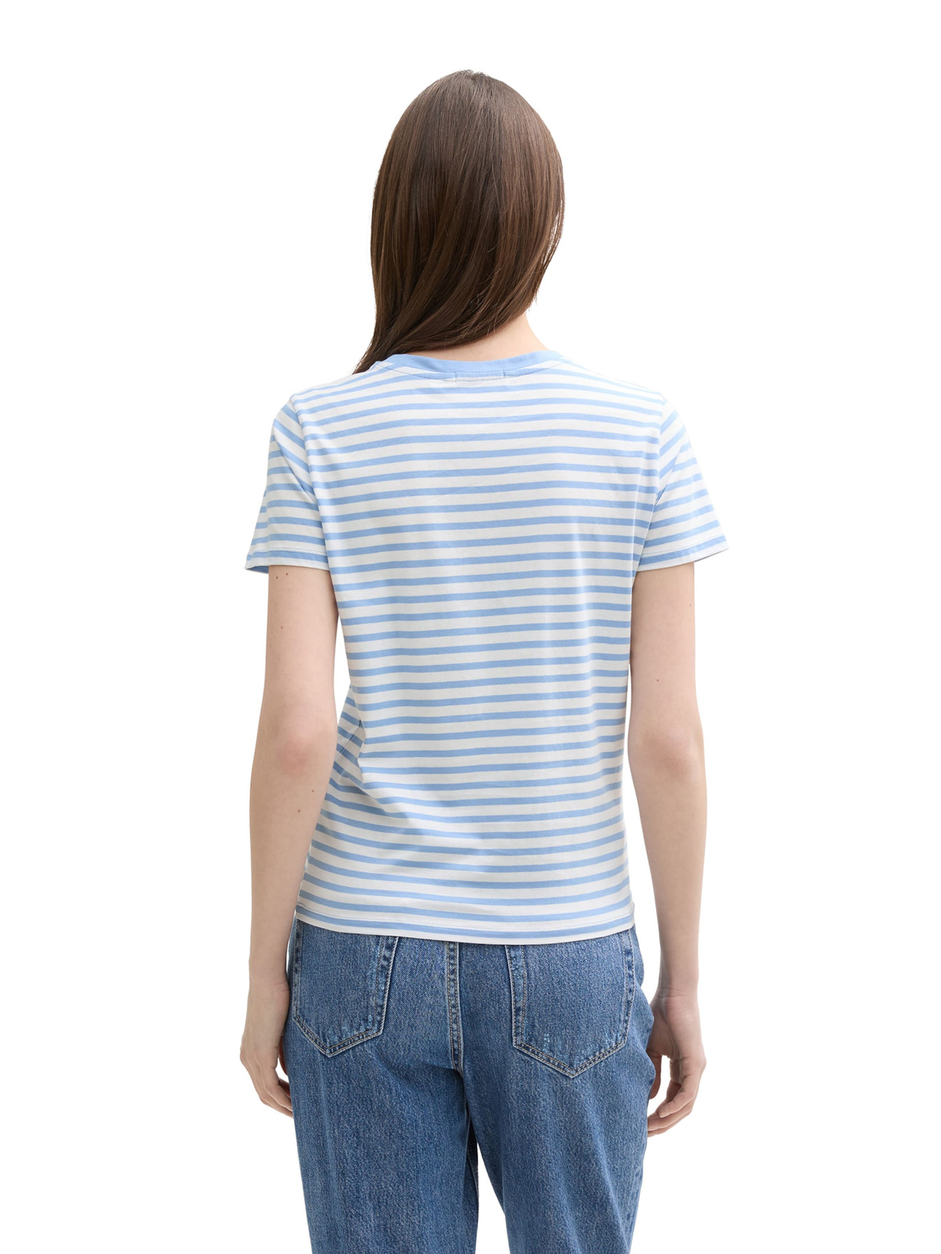 TOM TAILOR DENIM Majica svetlo modra / off-bela