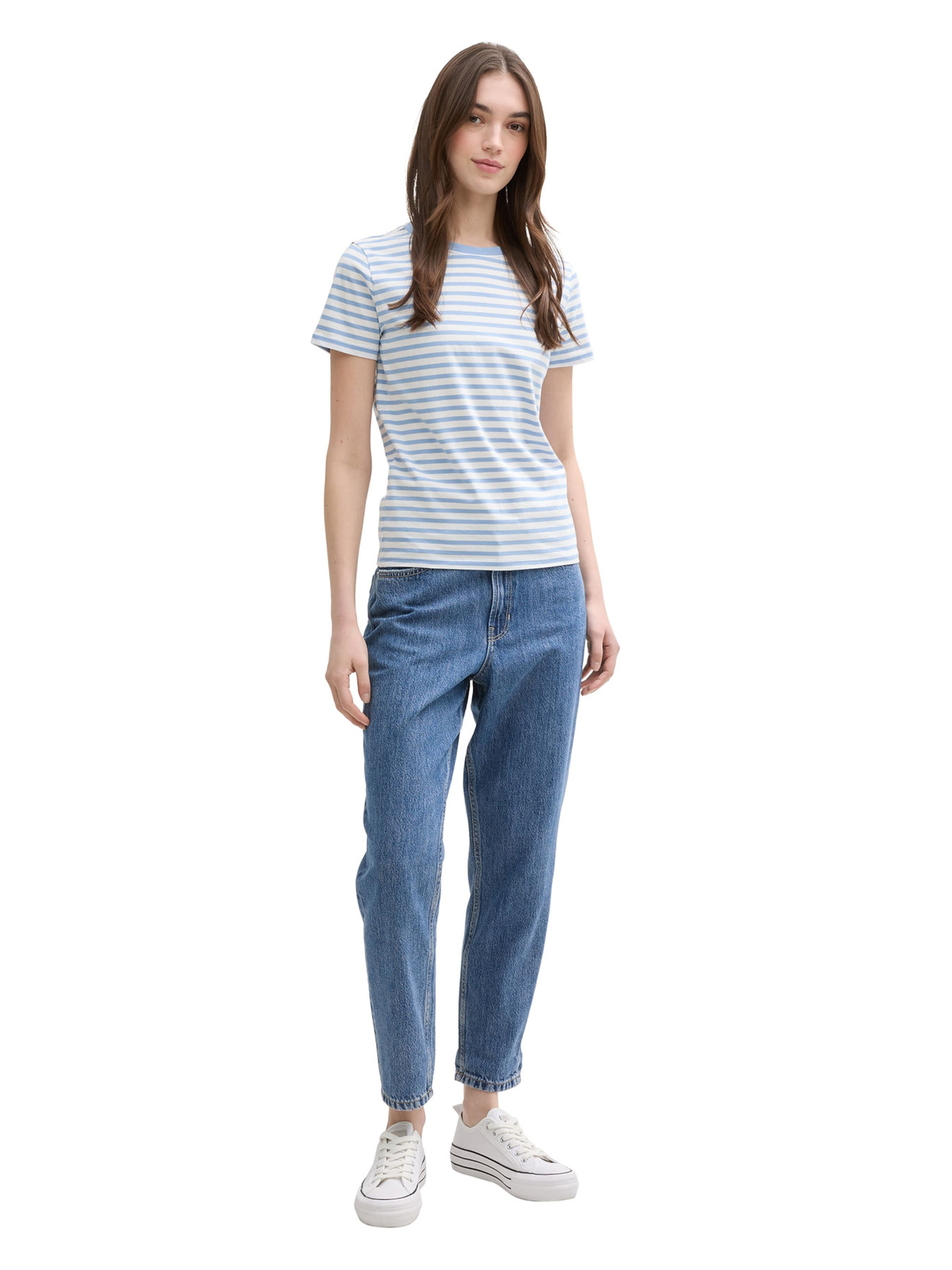 TOM TAILOR DENIM Majica svetlo modra / off-bela