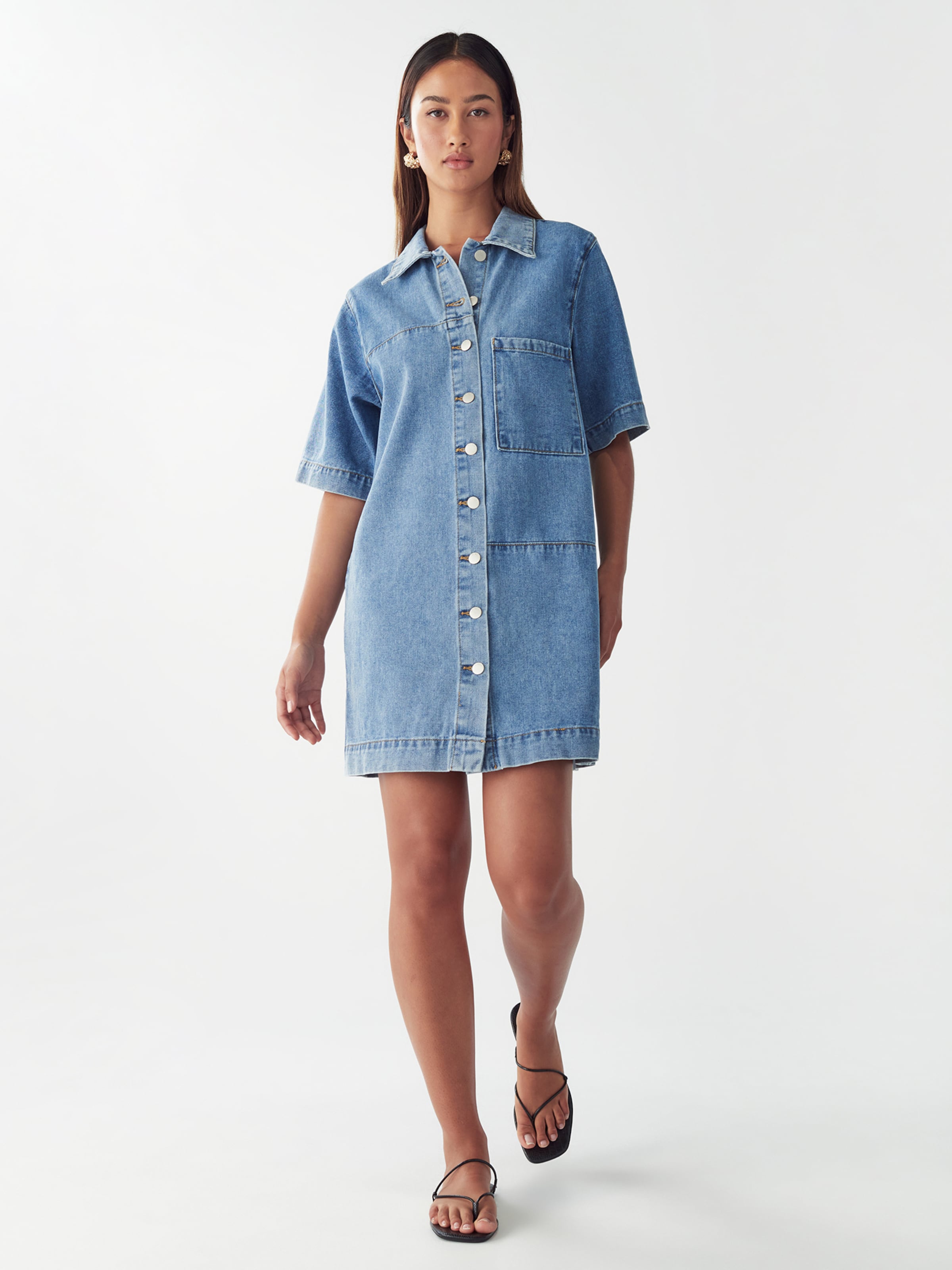 St MRLO Dolga srajca 'DENIM SHIRT DRESS' modra