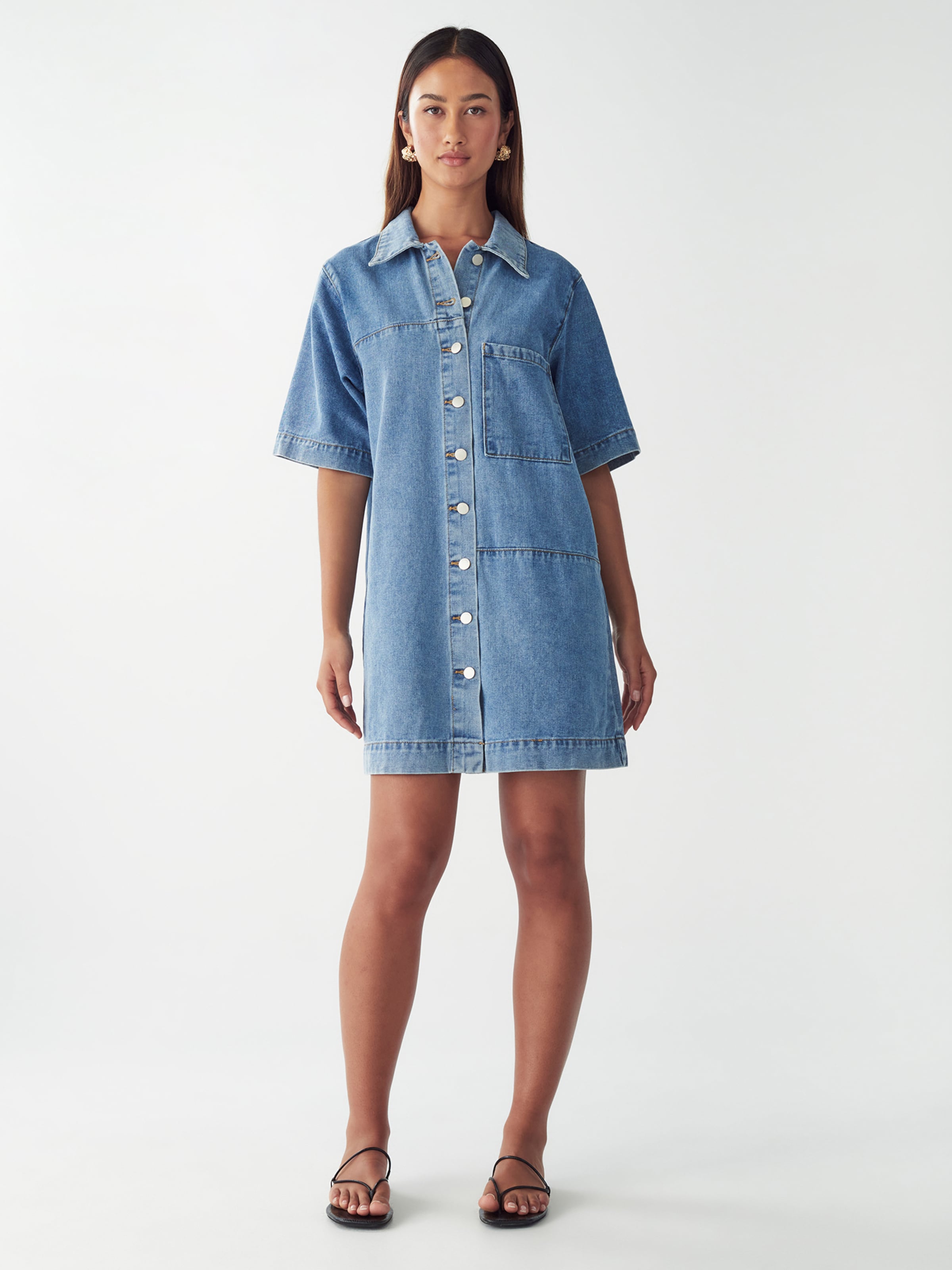 St MRLO Dolga srajca 'DENIM SHIRT DRESS' modra