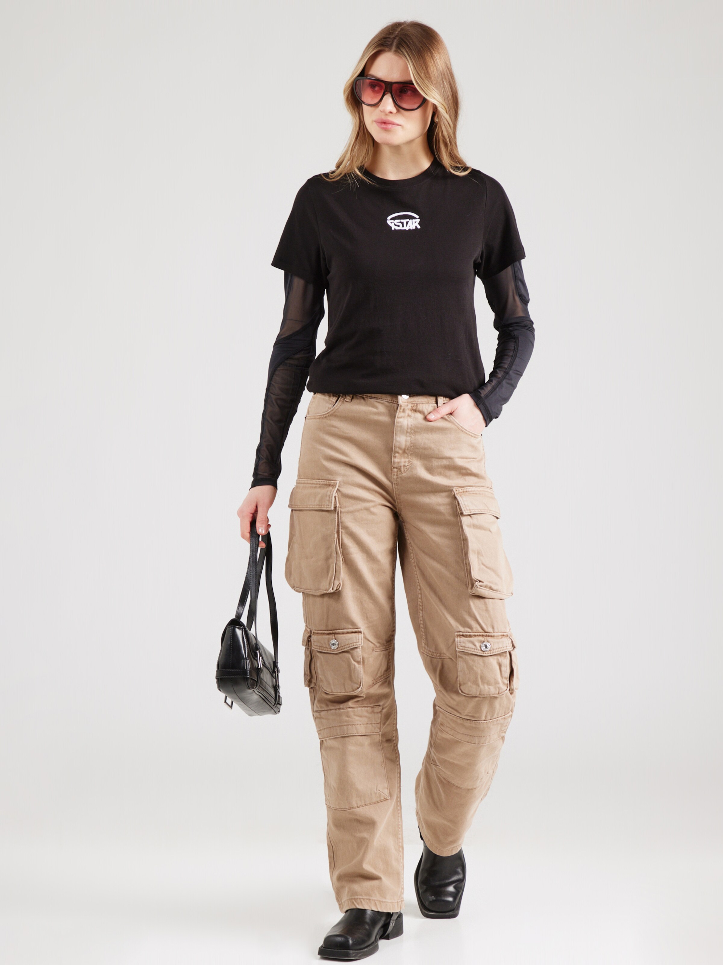 G-STAR Majica črna / bela