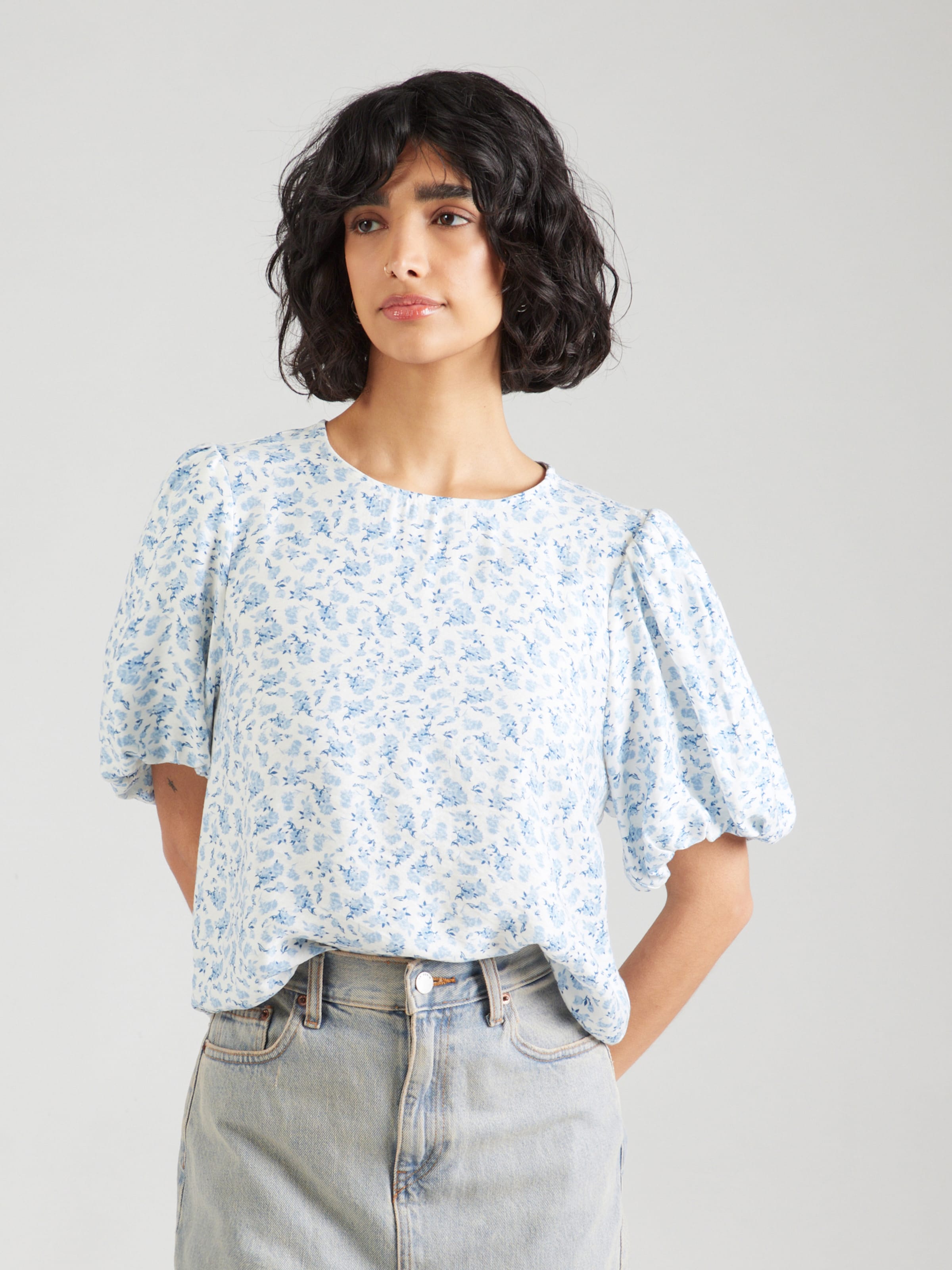 MSCH COPENHAGEN Majica 'MSCHCajsa Karalynn' modra / svetlo modra / bela