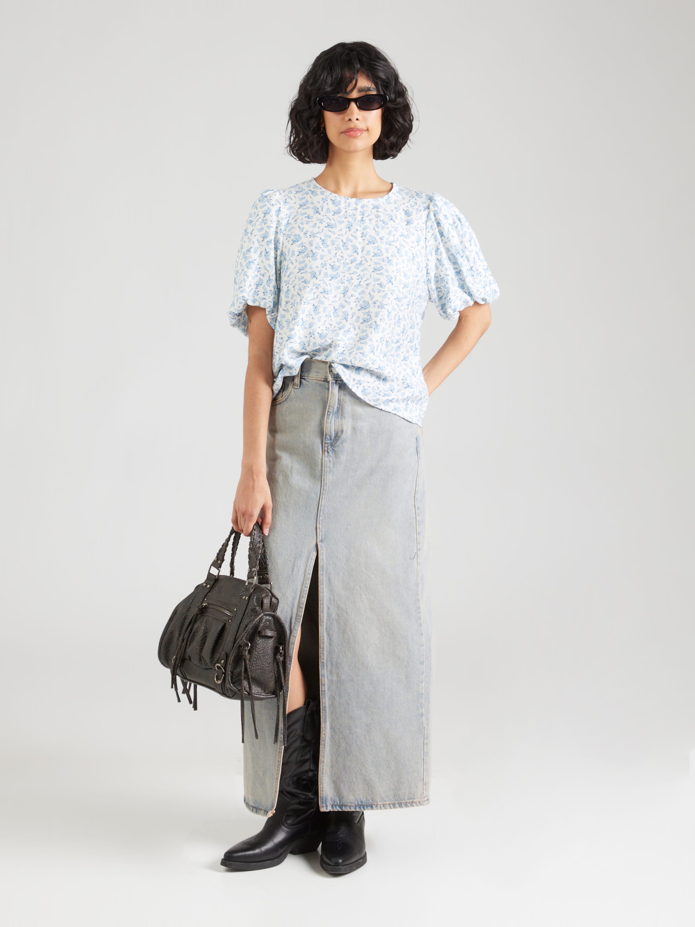 MSCH COPENHAGEN Majica 'MSCHCajsa Karalynn' modra / svetlo modra / bela