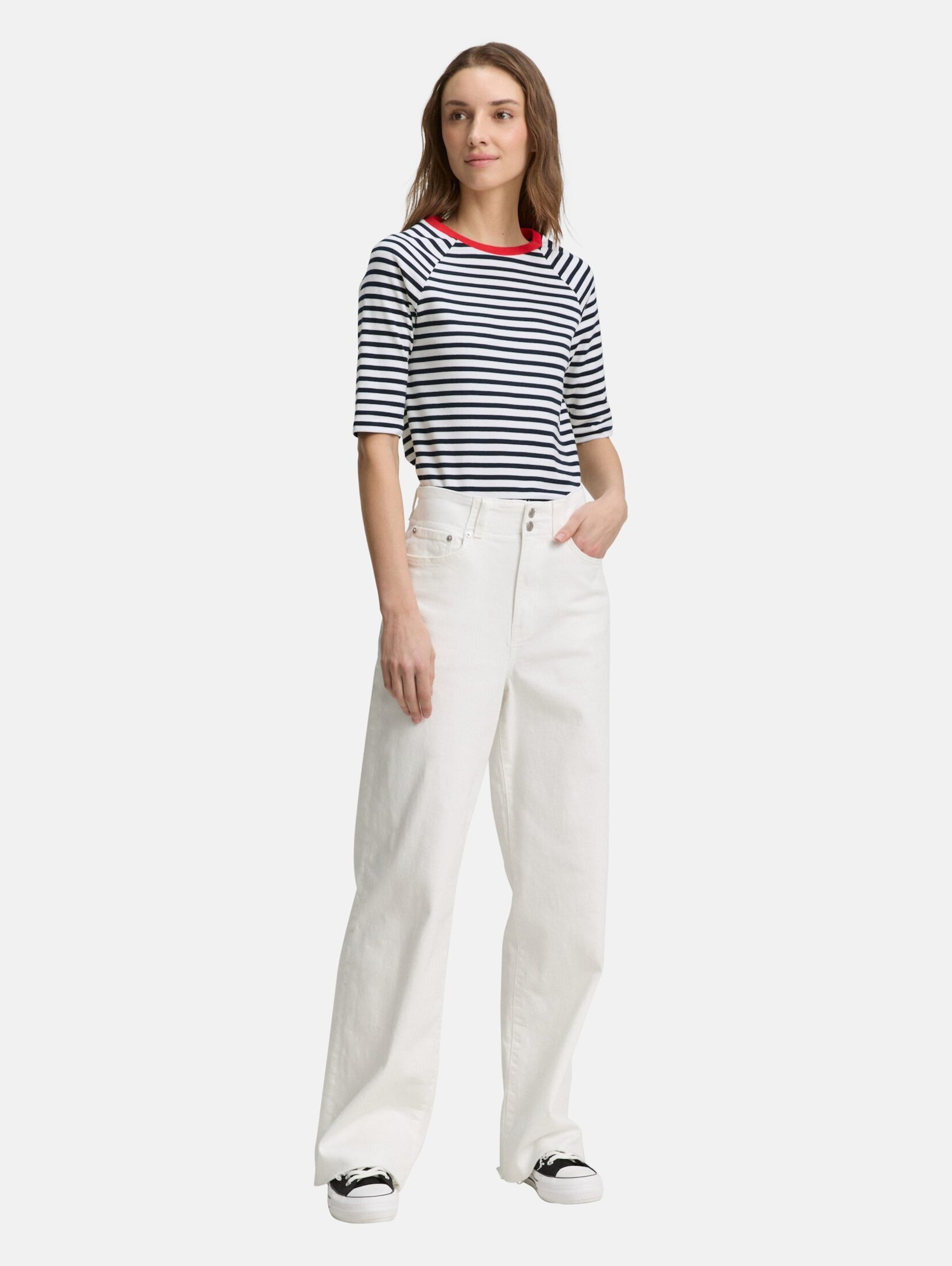 TOM TAILOR DENIM Majica rdeča / črna / bela