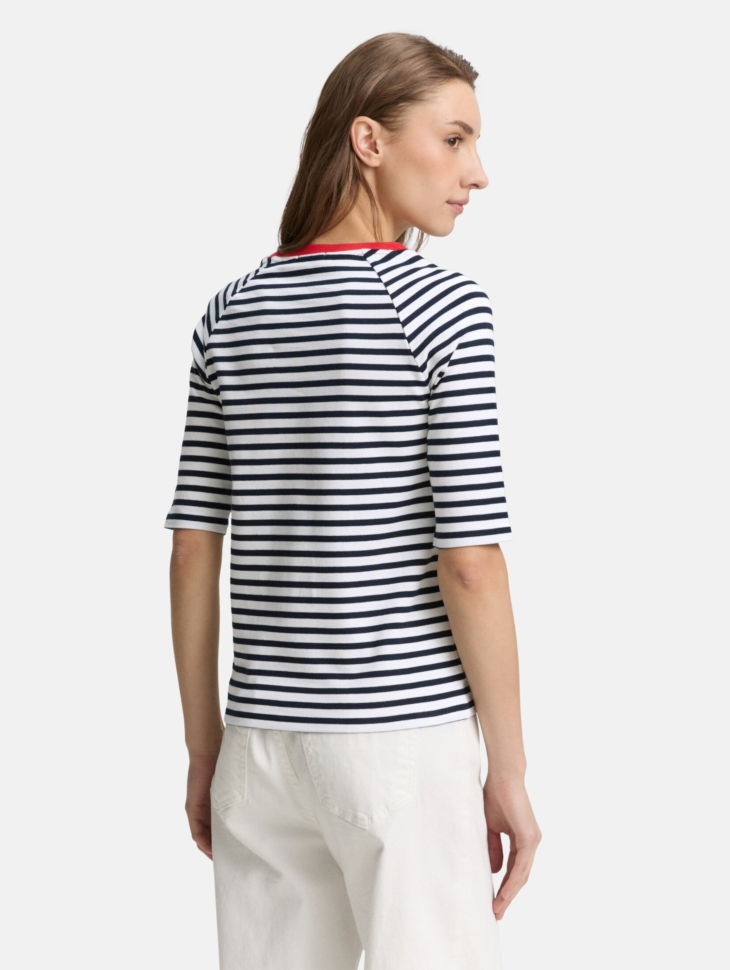 TOM TAILOR DENIM Majica rdeča / črna / bela