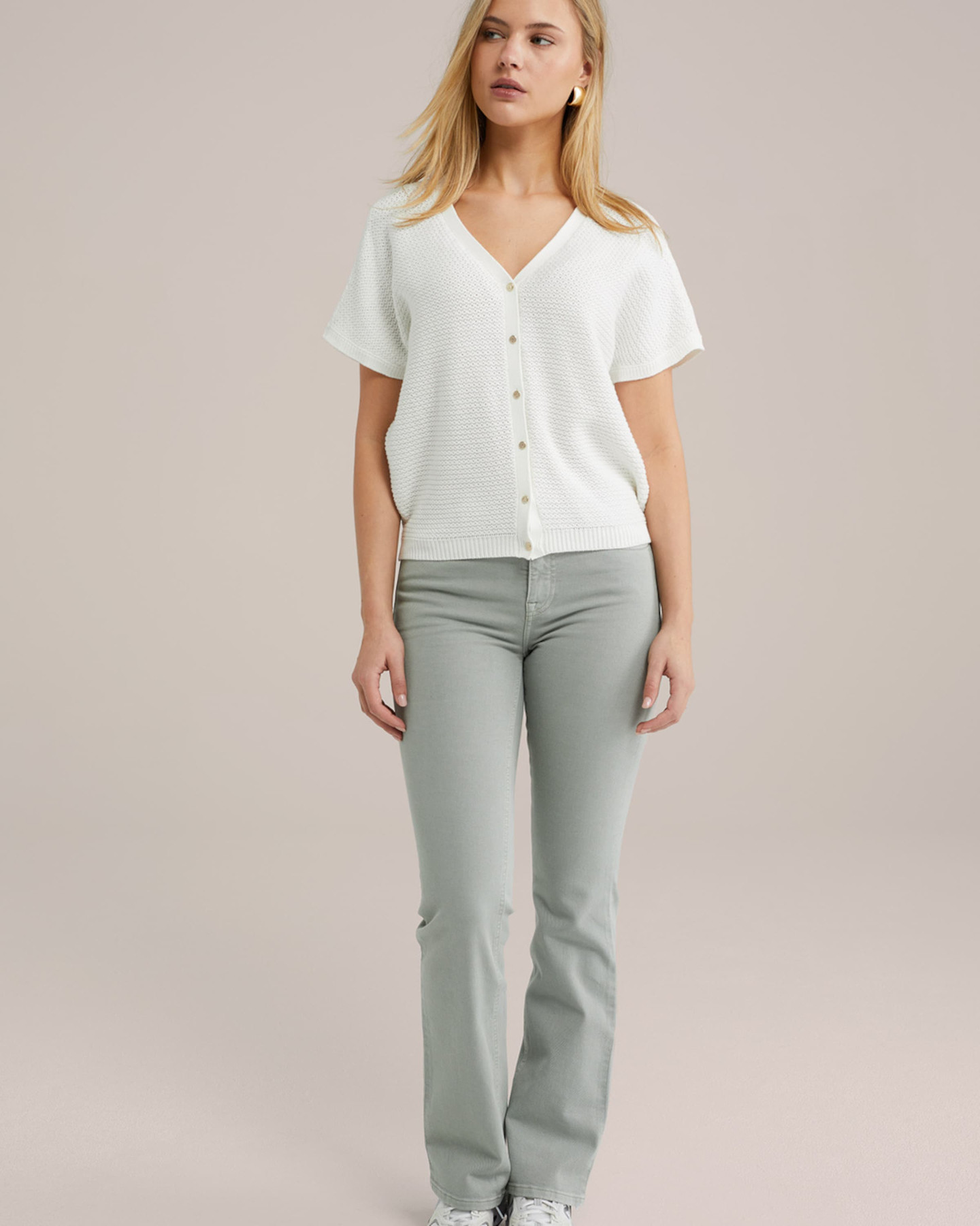 WE Fashion Pletena jopa bela