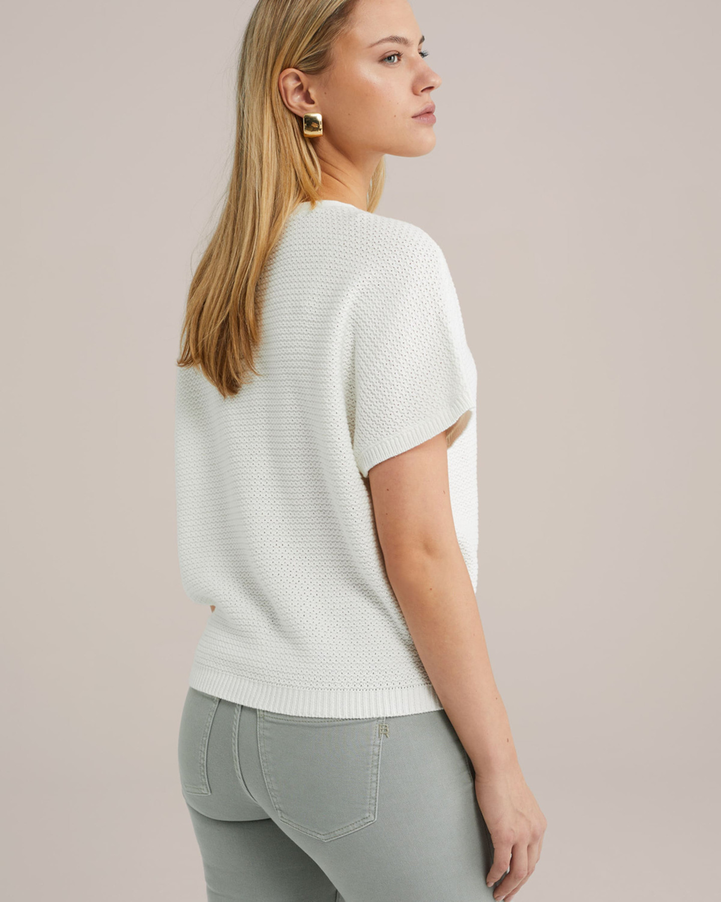 WE Fashion Pletena jopa bela