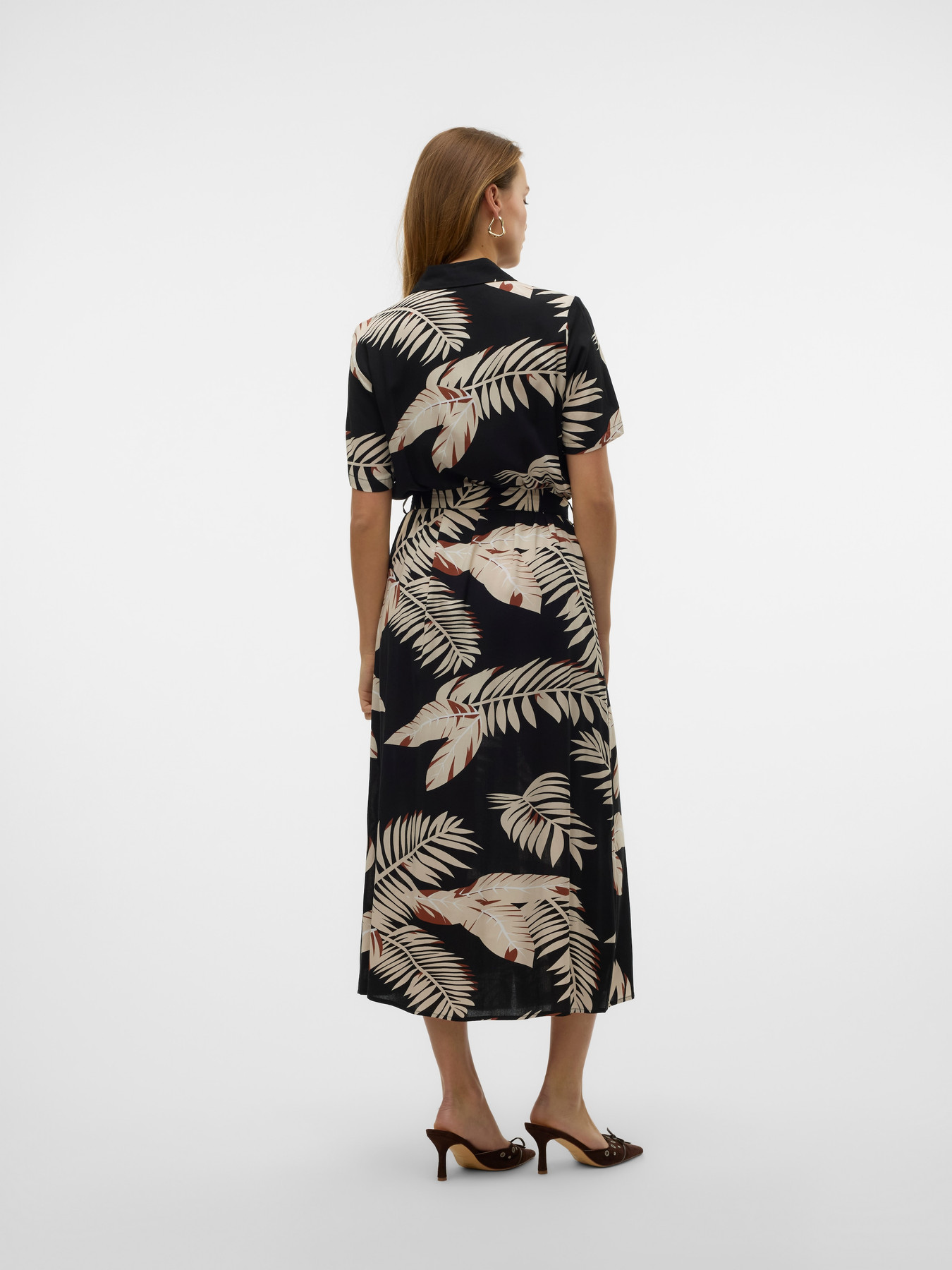 VERO MODA Dolga srajca 'VMEASY' bež / rjava / črna / bela