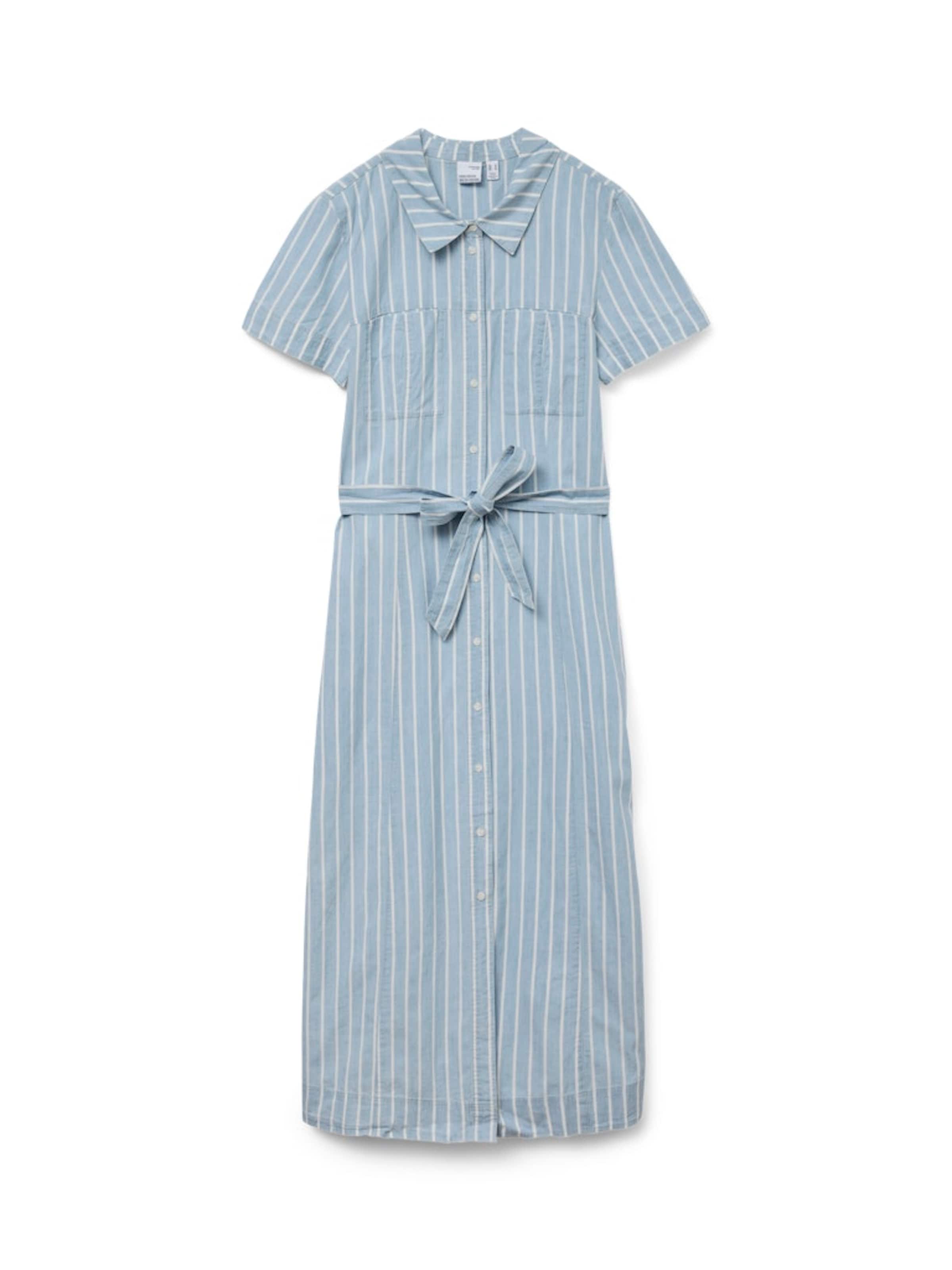 VERO MODA Dolga srajca 'VMVIO' moder denim / bela