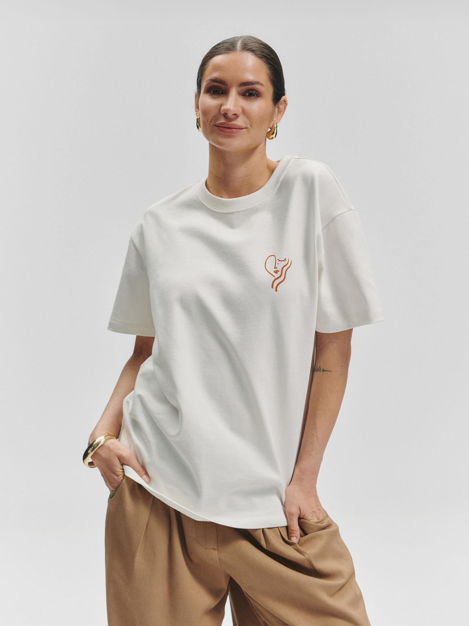 De Roos Majica 'Essentials' temno oranžna / bela