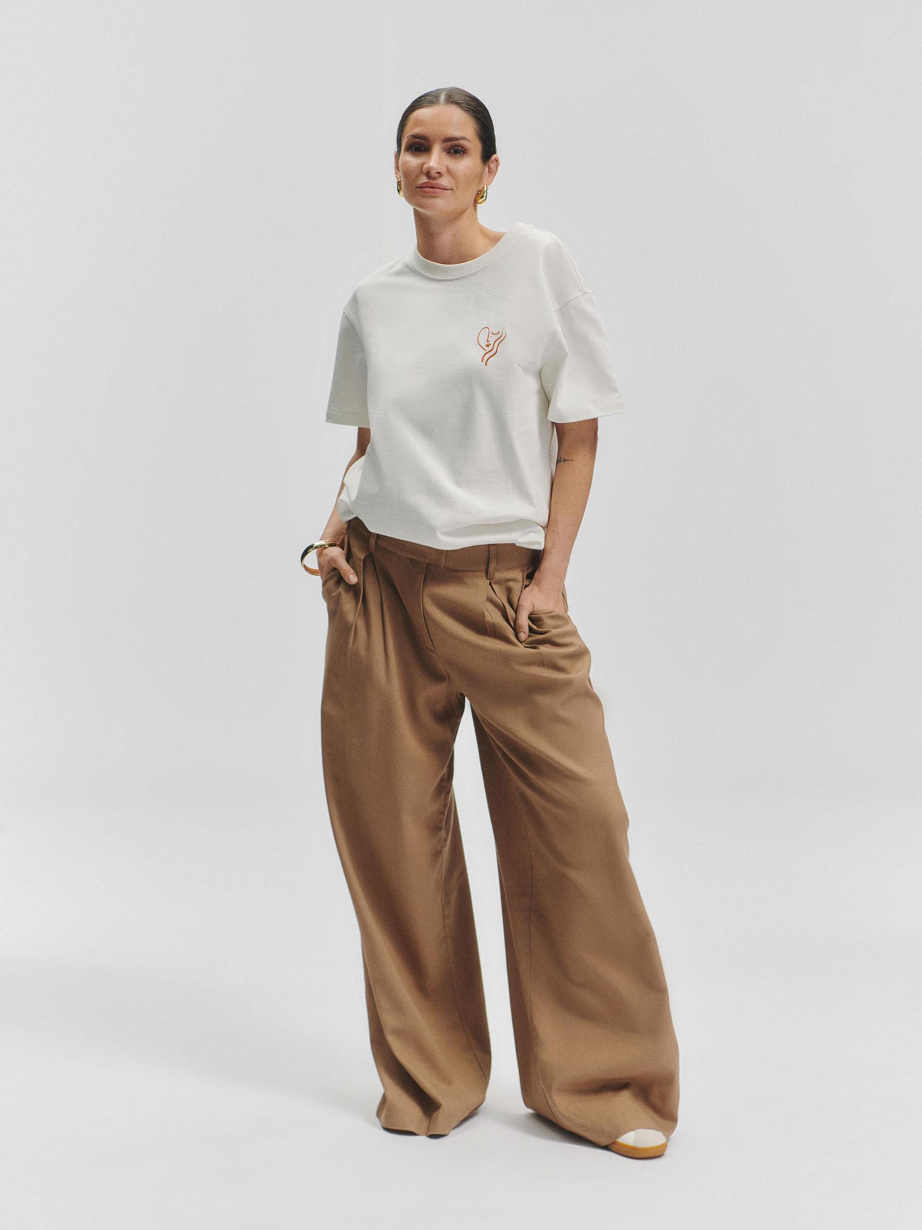 De Roos Majica 'Essentials' temno oranžna / bela