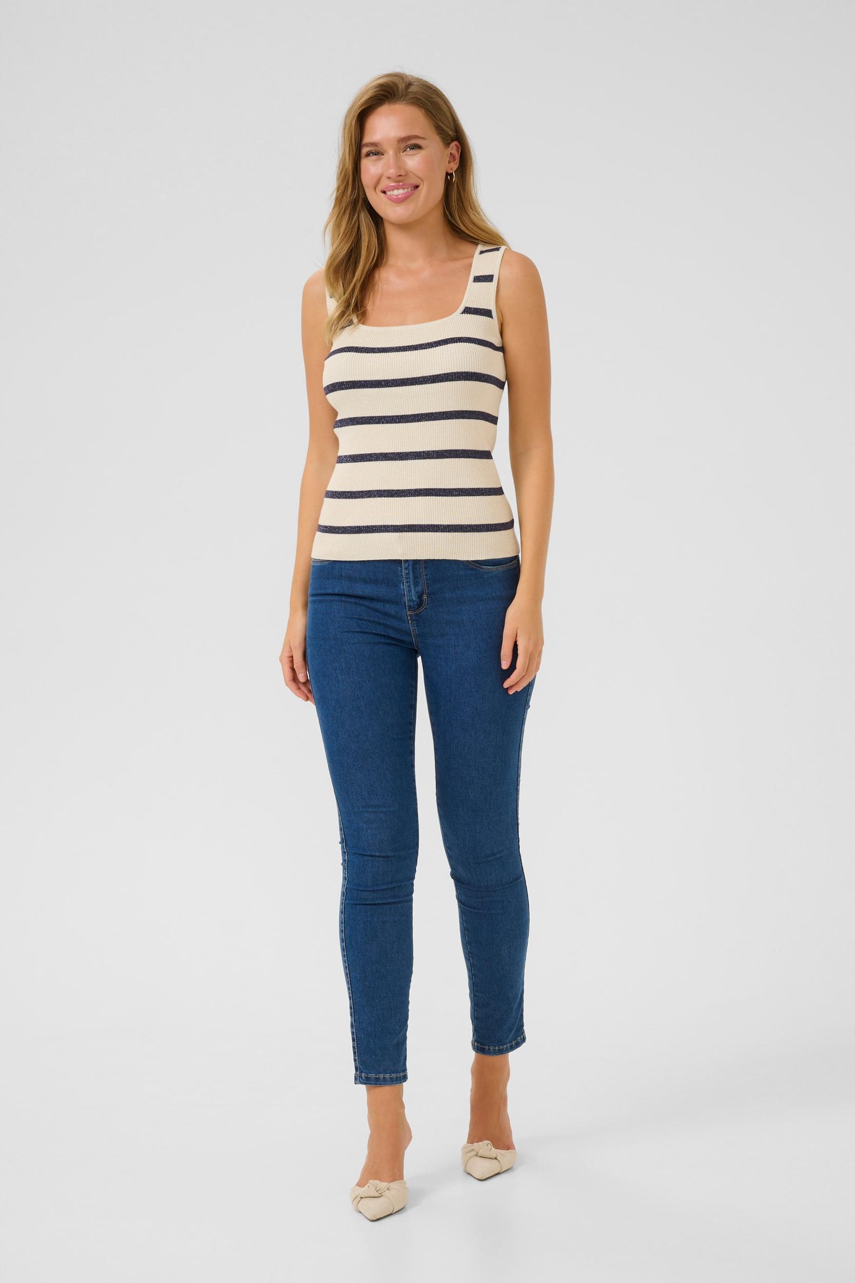 Kaffe Top z naramnicami 'KAMorita' mornarska / volneno bela