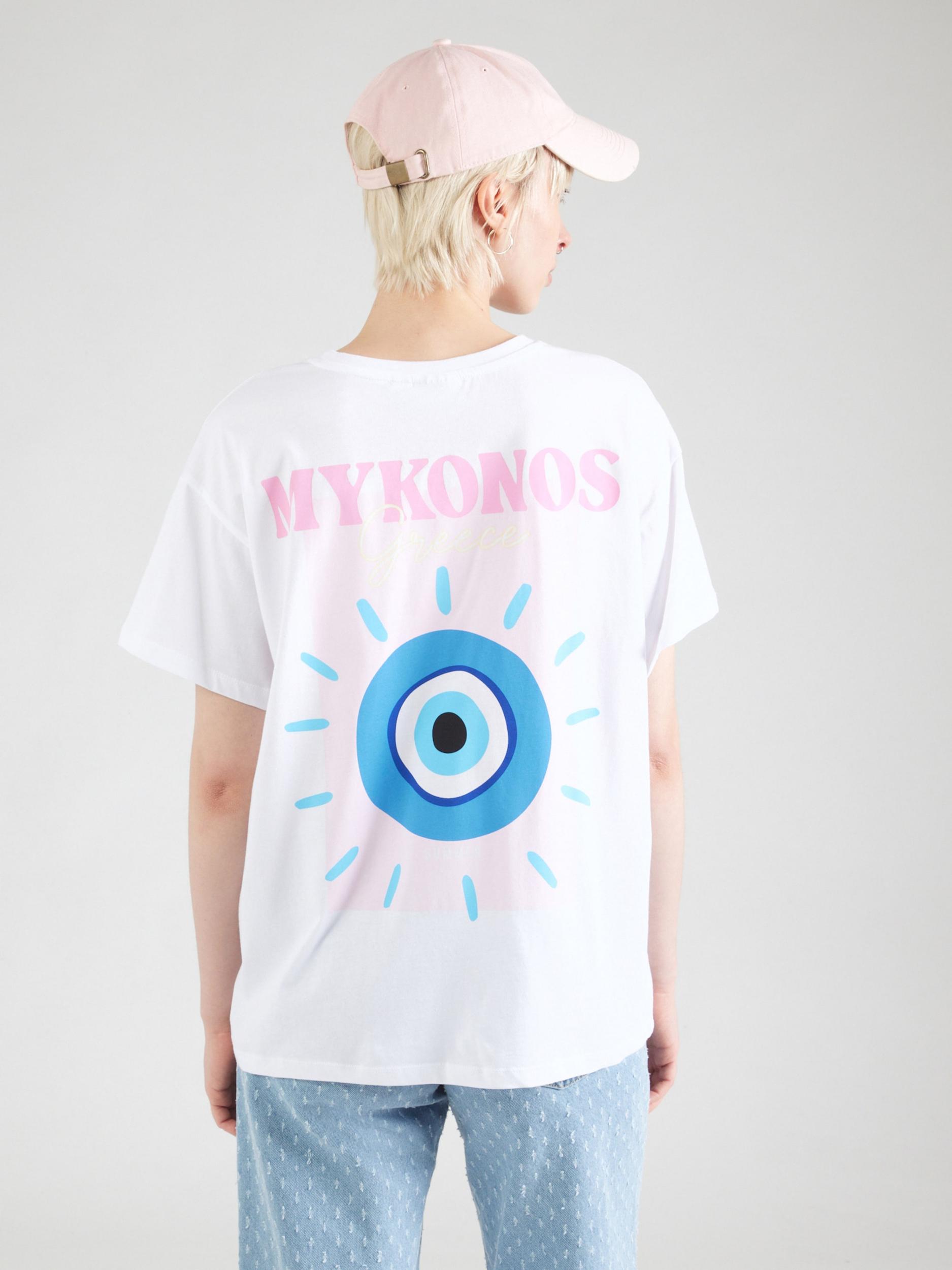 PIECES Široka majica 'PCALIFI FASTTRACK' azur / roza / pastelno roza / bela