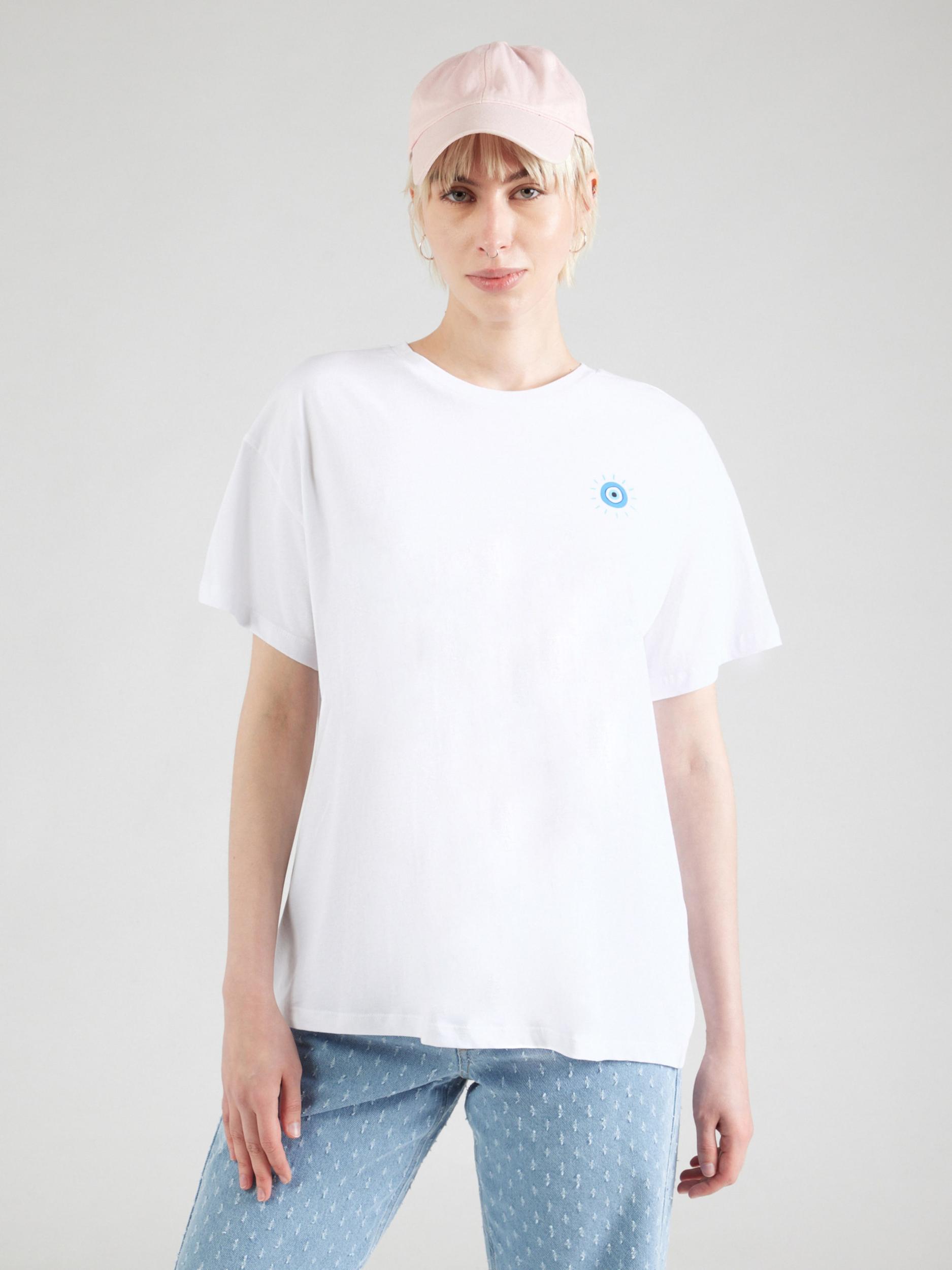 PIECES Široka majica 'PCALIFI FASTTRACK' azur / roza / pastelno roza / bela