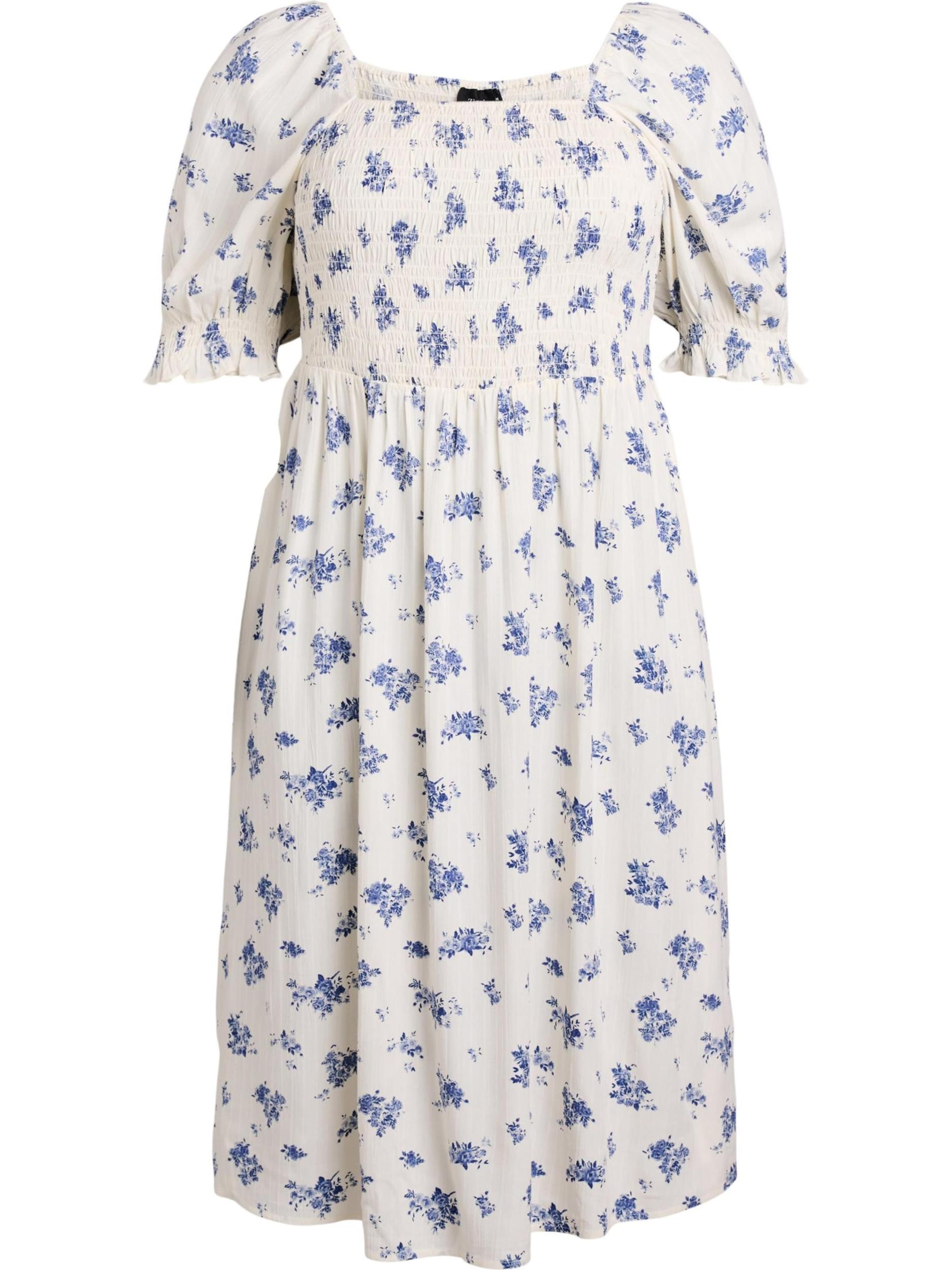 Zizzi Poletna obleka 'Mrosan' modra / pastelno modra / bela