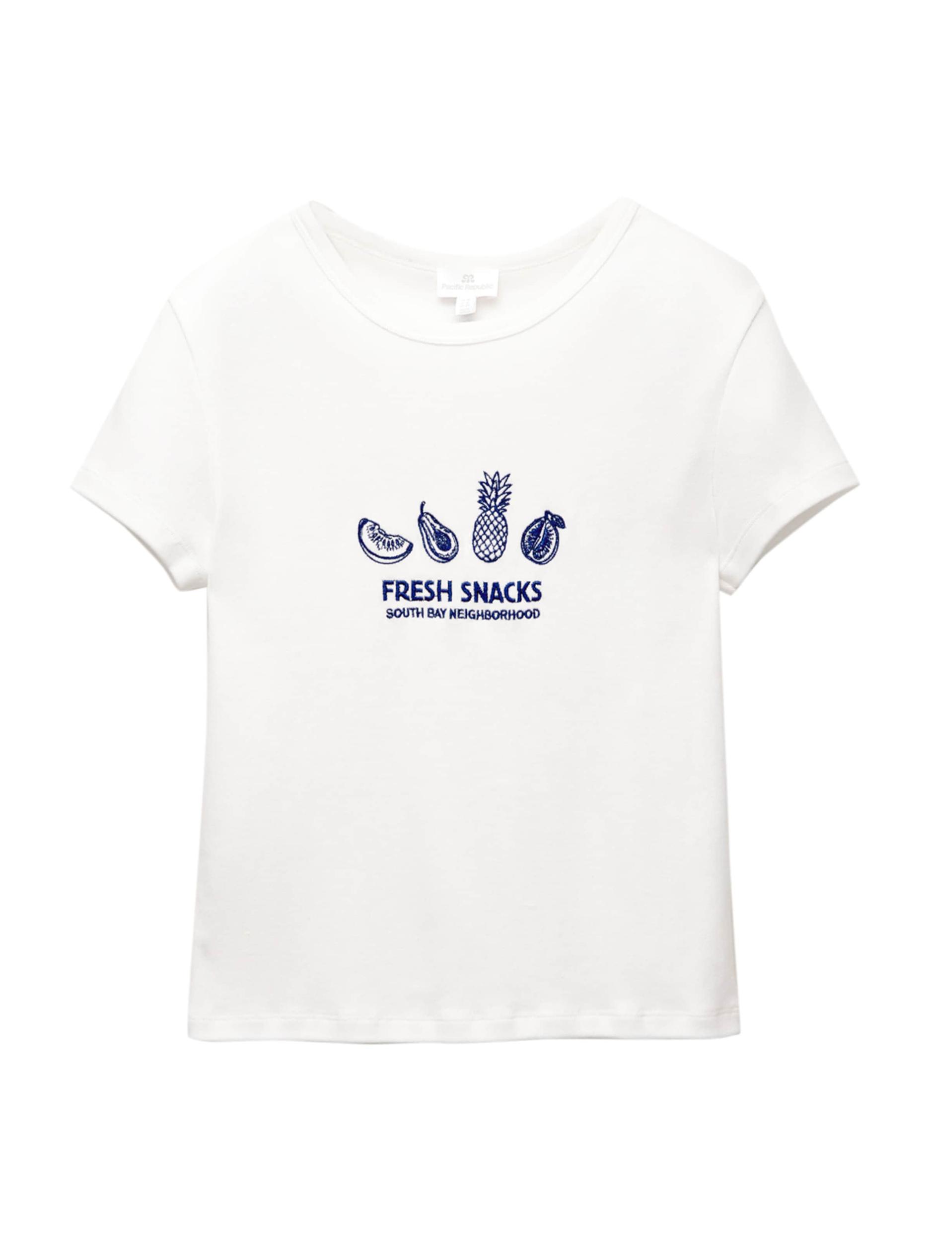 Pull&Bear Majica 'PACIFIC FRUTAS' mornarska / bela