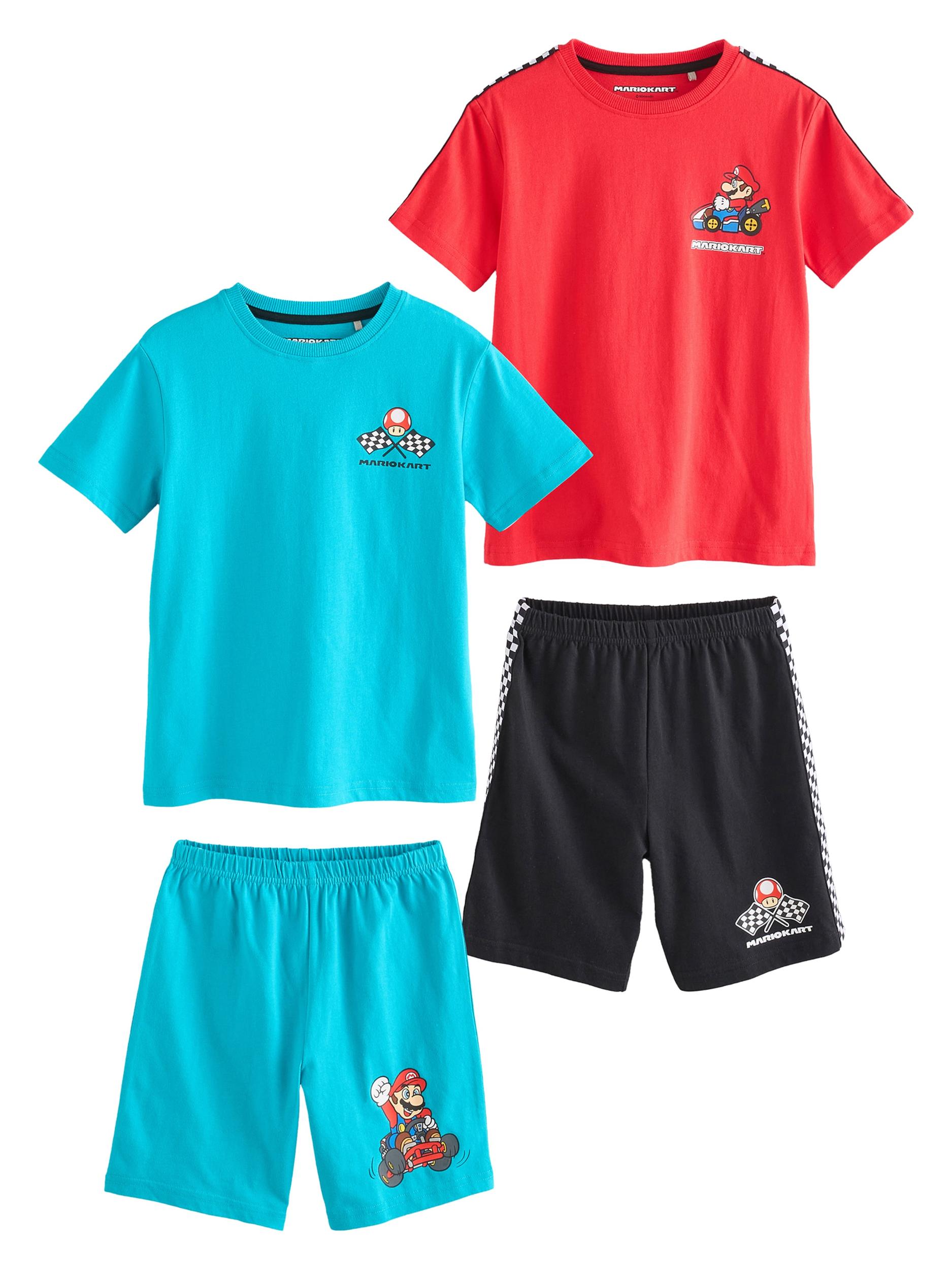 Next Pižama neonsko modra / rdeča / črna / bela