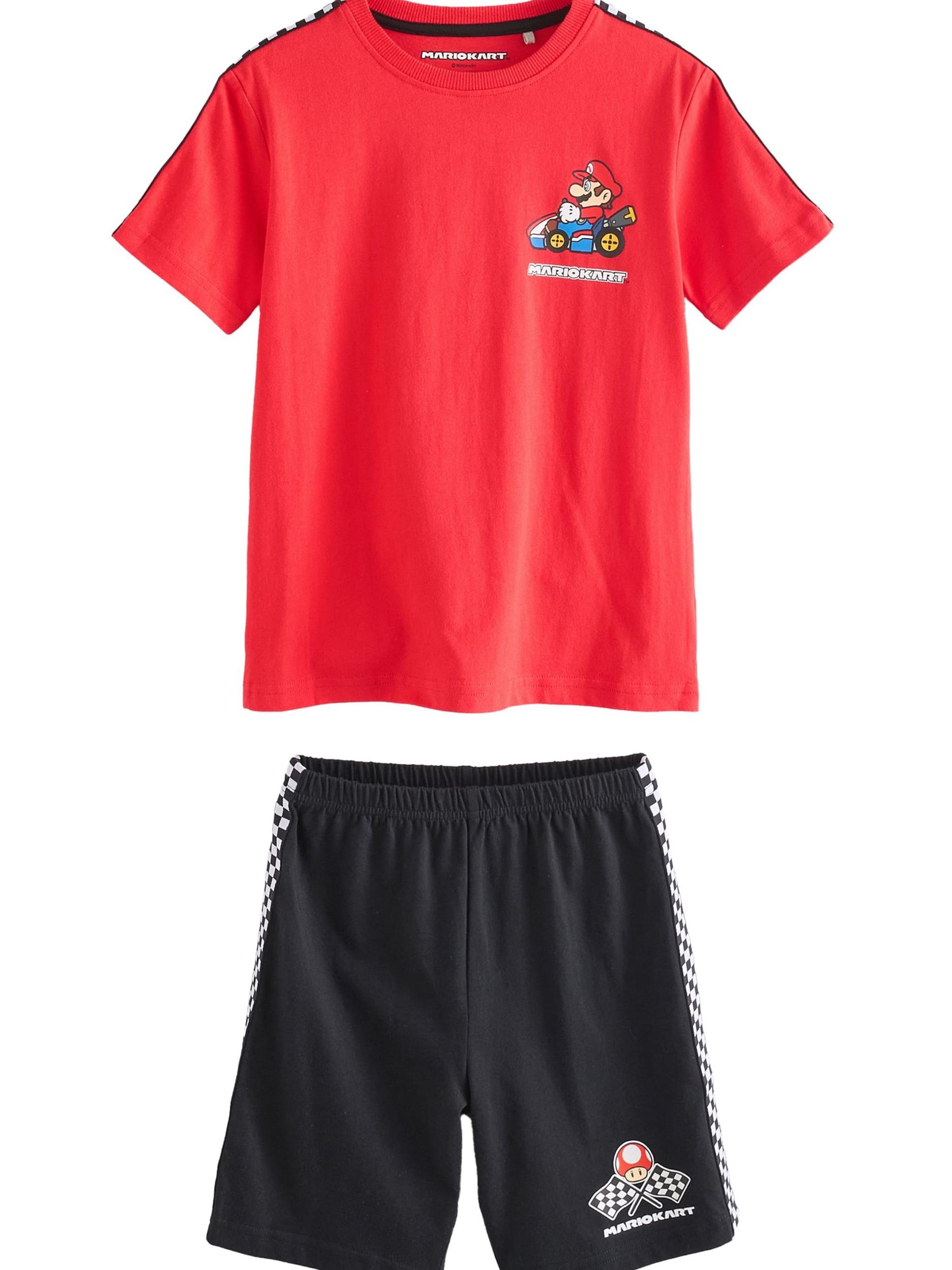 Next Pižama neonsko modra / rdeča / črna / bela