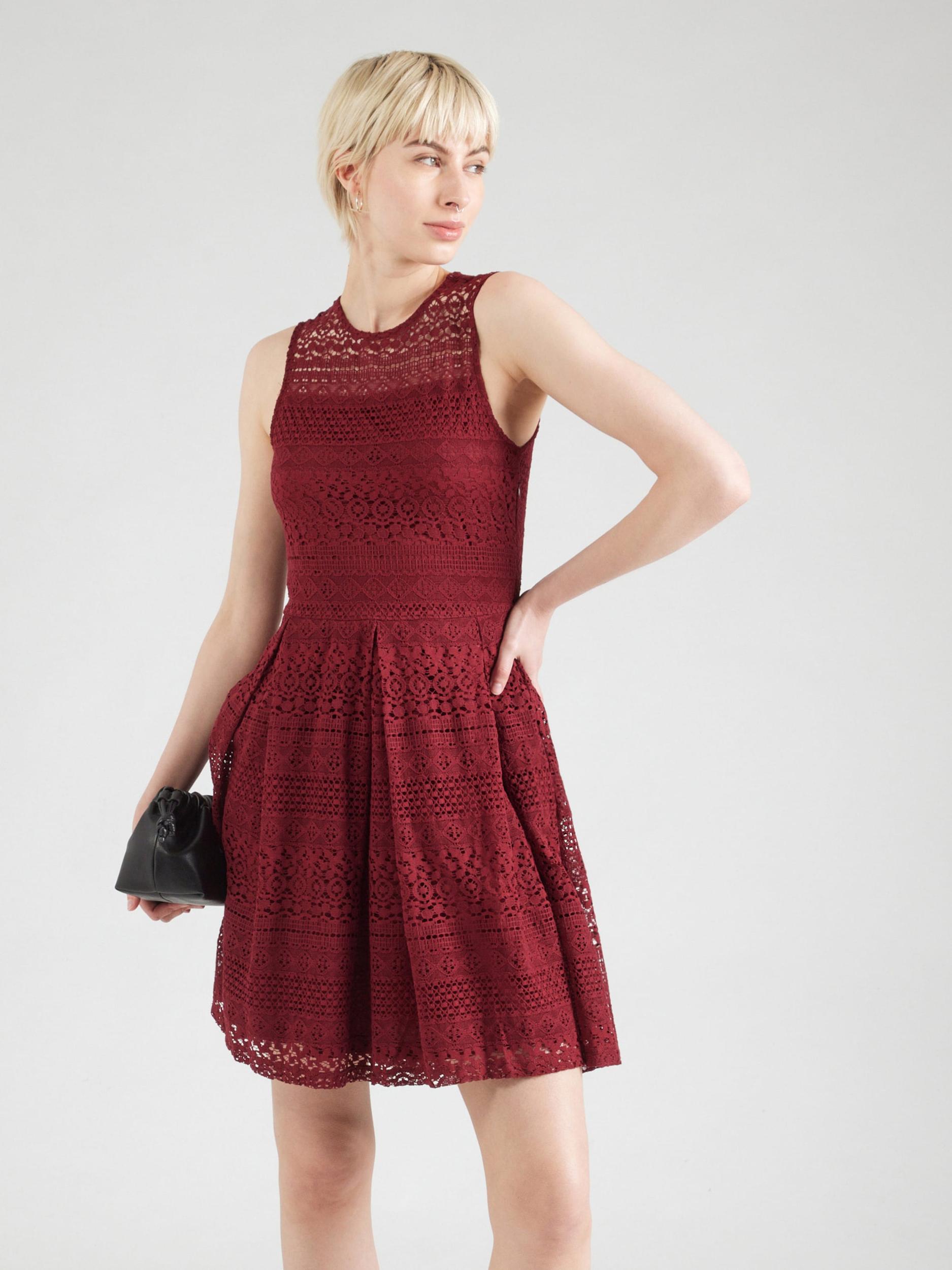 ONLY Koktejl obleka 'ONLFILICIA' vinsko rdeča