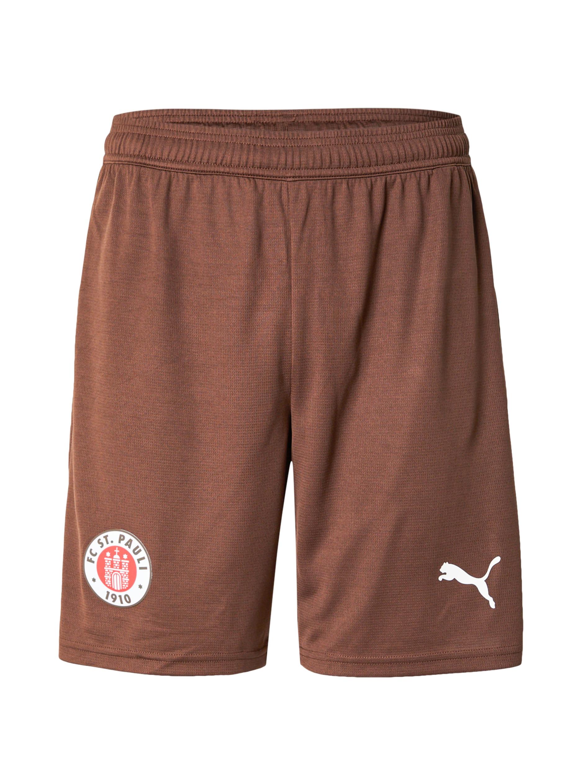 PUMA Športne hlače 'FC St. Pauli 25/26' temno rjava / krvavo rdeča / bela