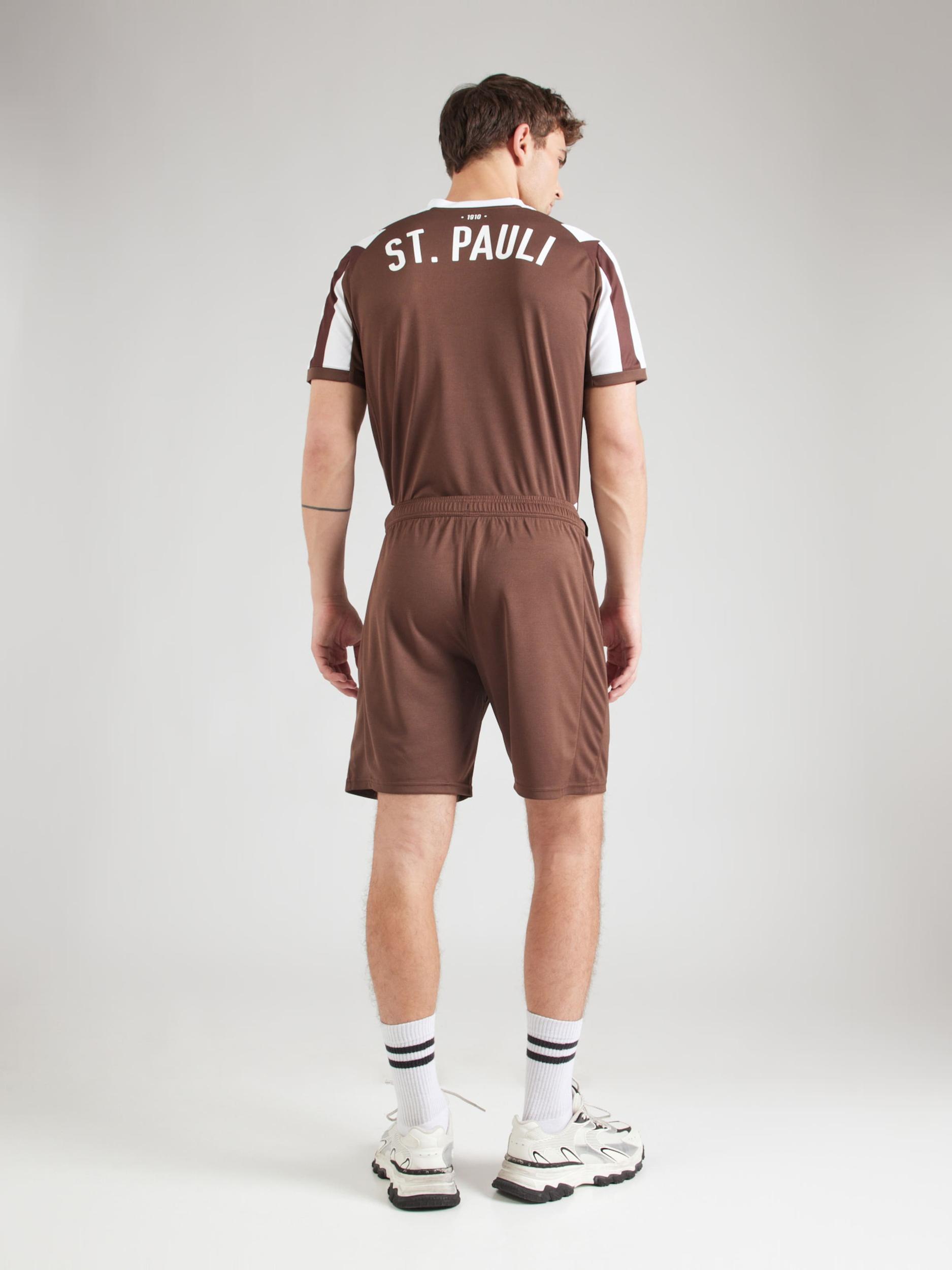 PUMA Športne hlače 'FC St. Pauli 25/26' temno rjava / krvavo rdeča / bela